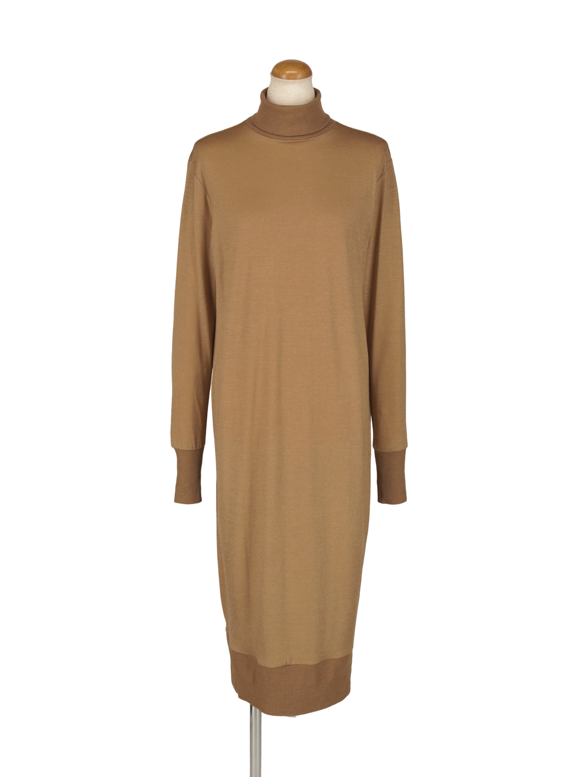 ニットカットタートルロングワンピース(キャメル)