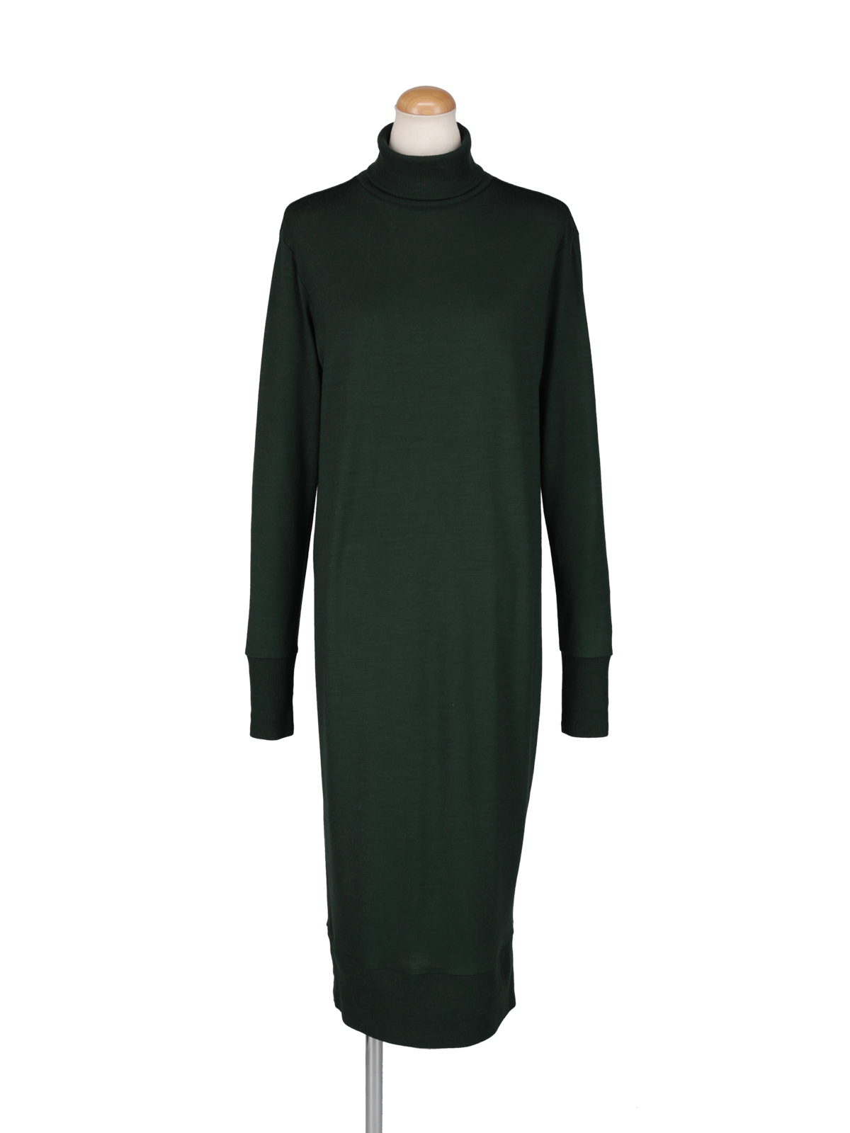 ニットカットタートルロングワンピース(グリーン)