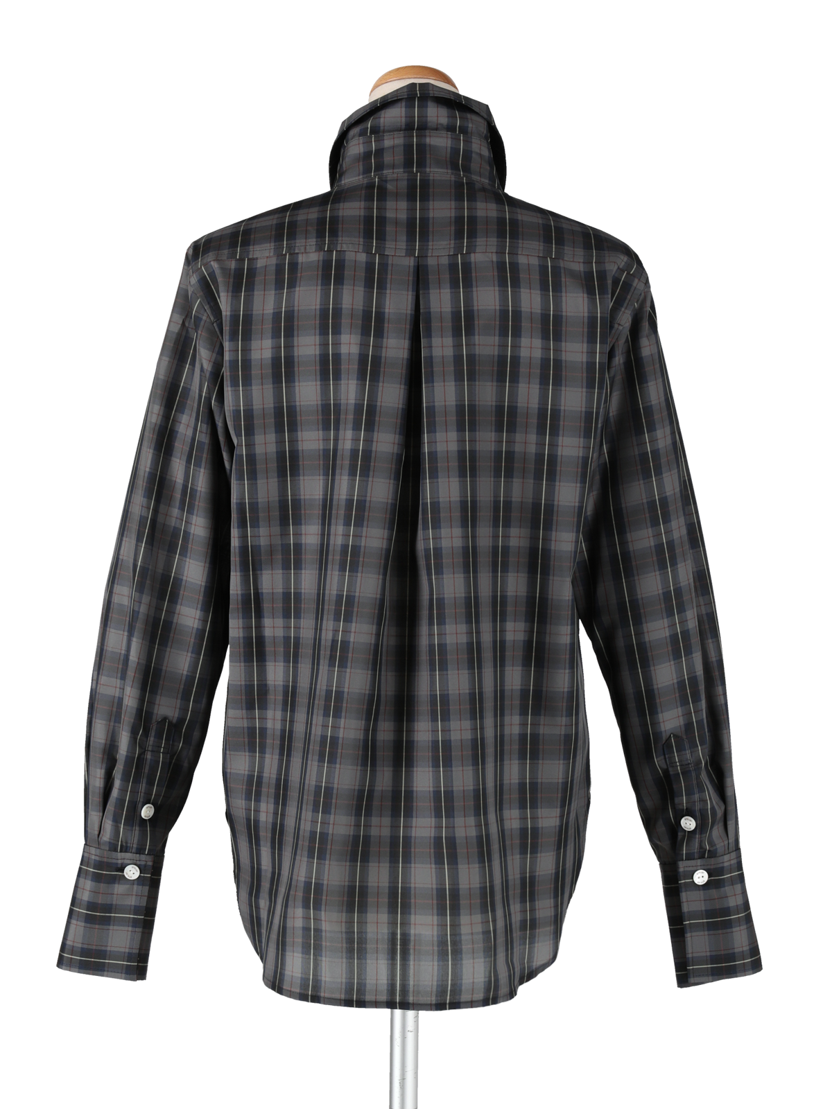 ラウンドカラーシャツ(グレー×ネイビー)