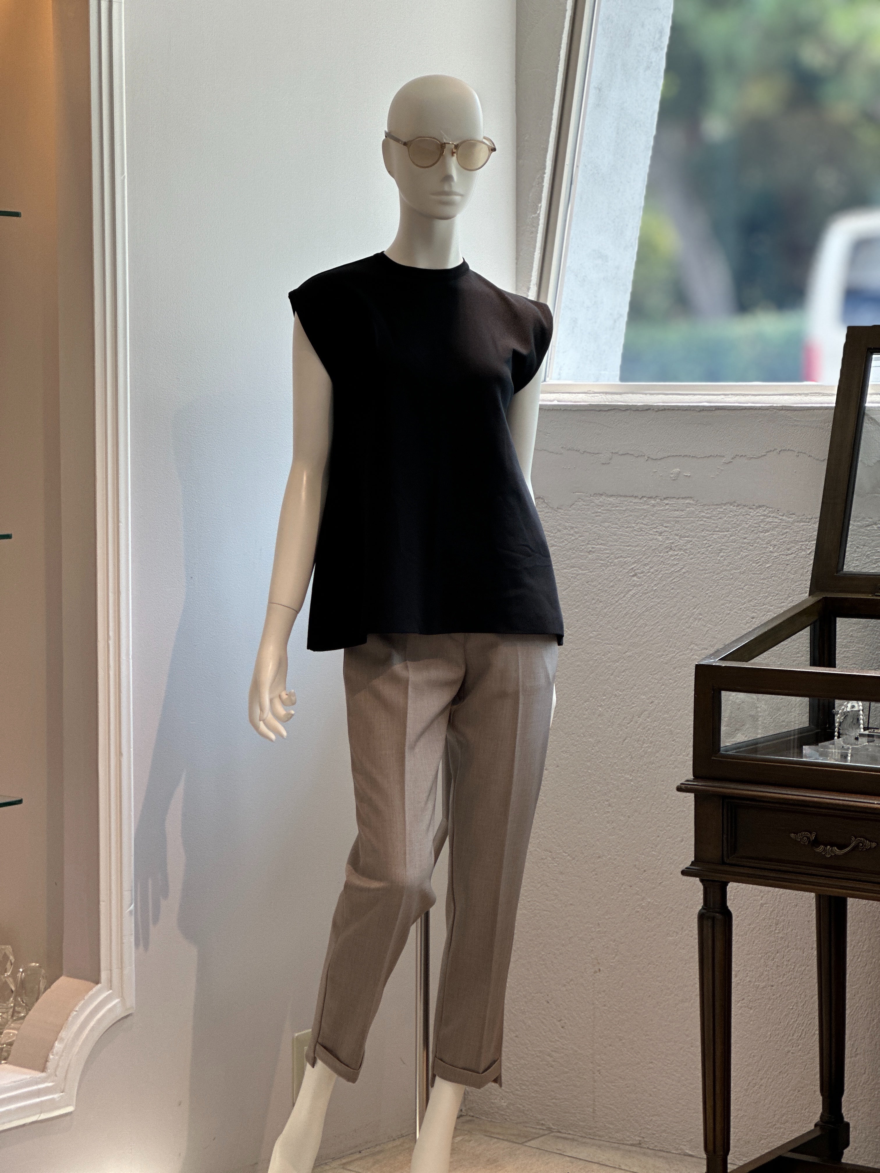 【コーデセット】ショートカーディガン×クルーネックAラインニット×スティックパンツ