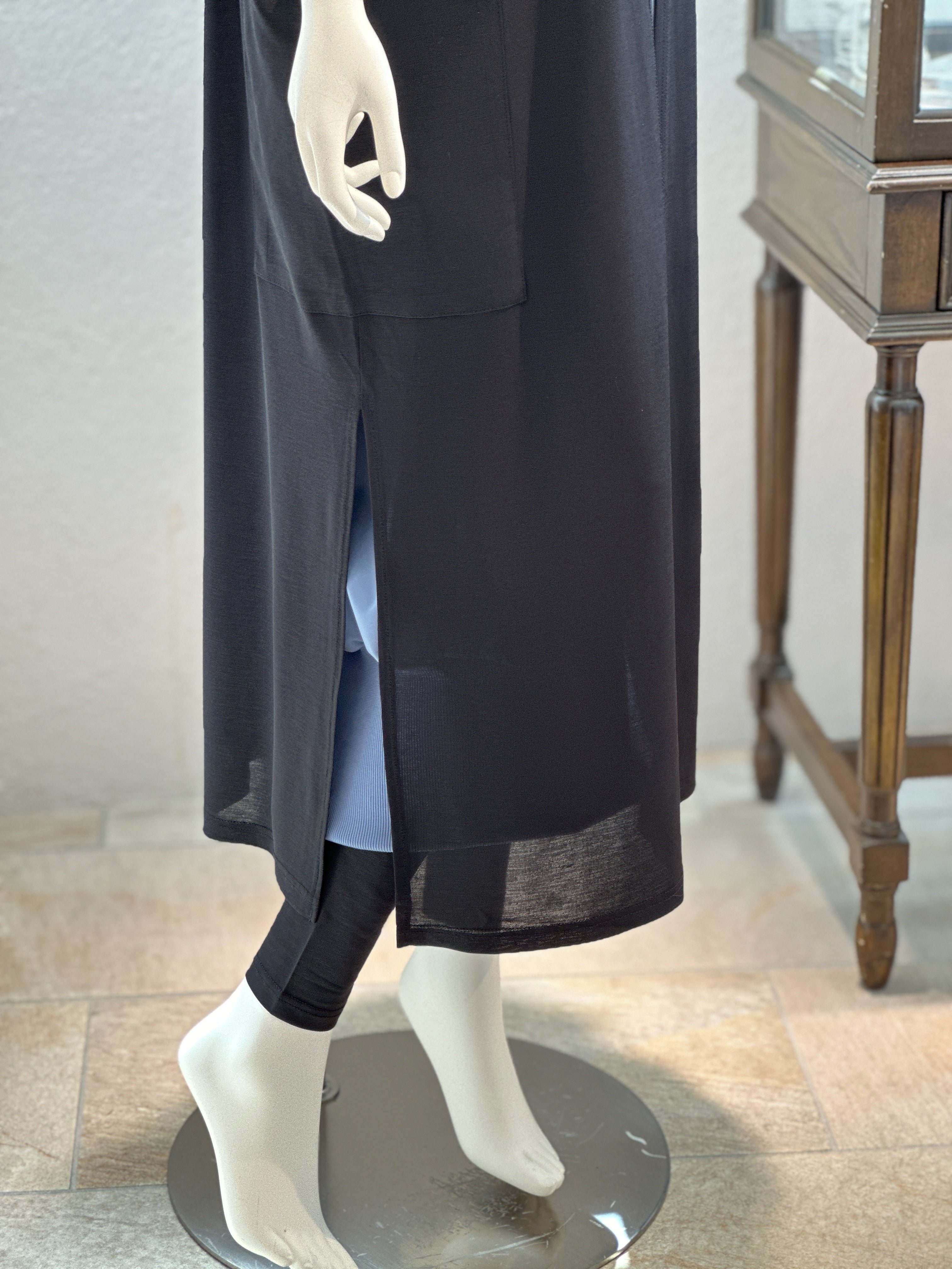 【コーデセット】ロングカーディガン×リヴゴムVワンピース×レギンスパンツ