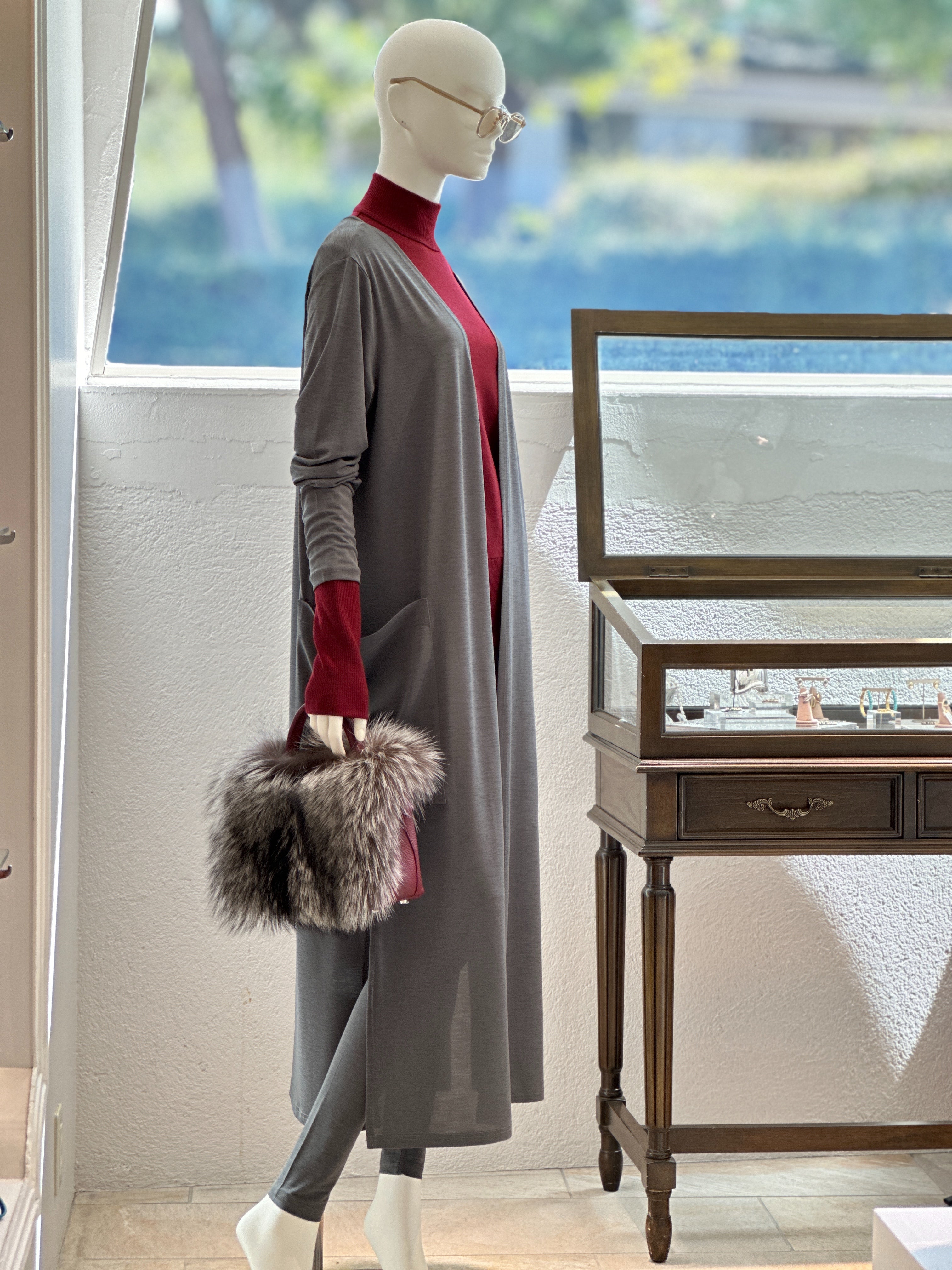 ニットカットリヴハイネック(ボルドー)