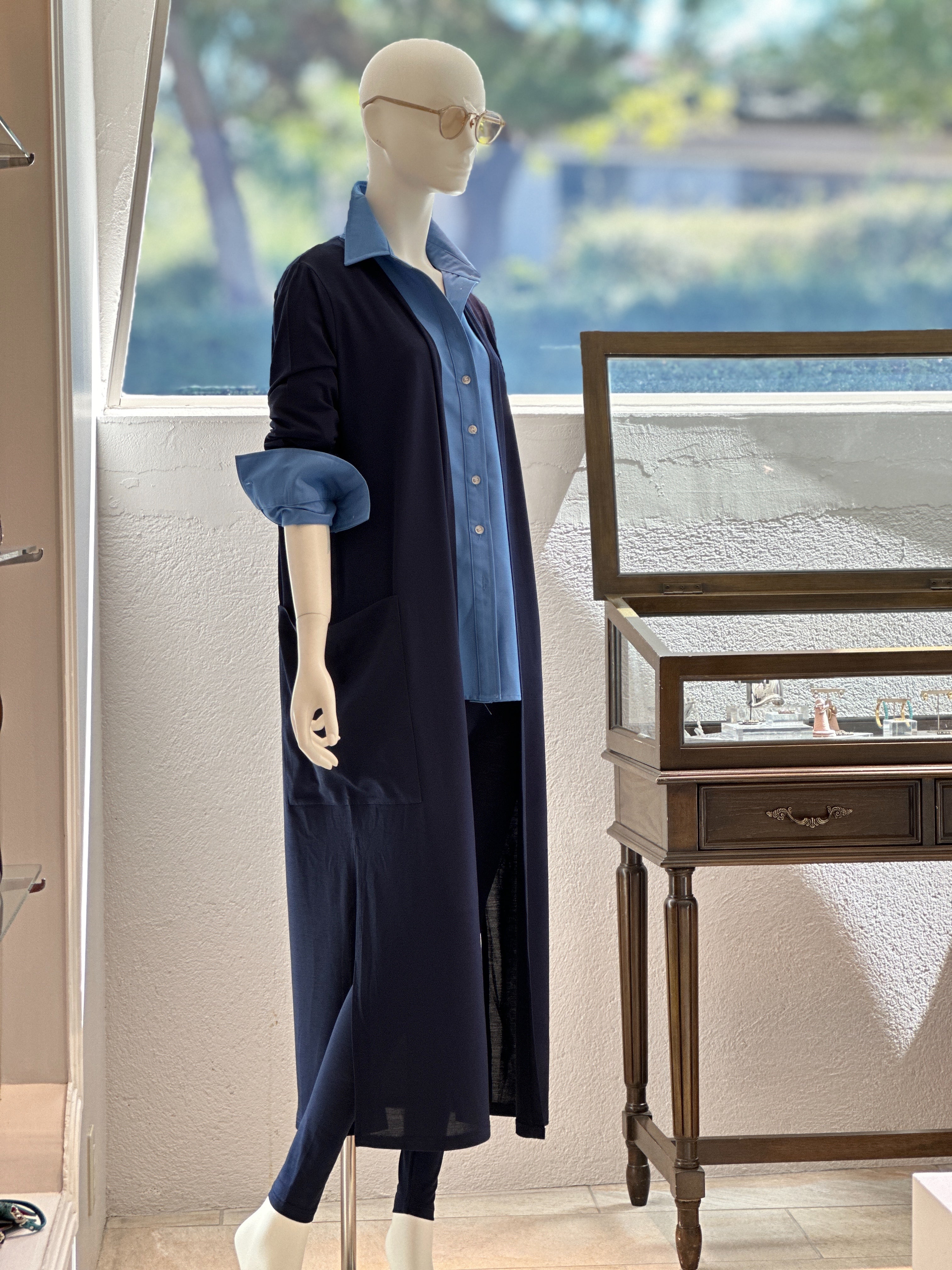 【コーデセット】ロングカーディガン×レギンスパンツ×プレーンシャツ