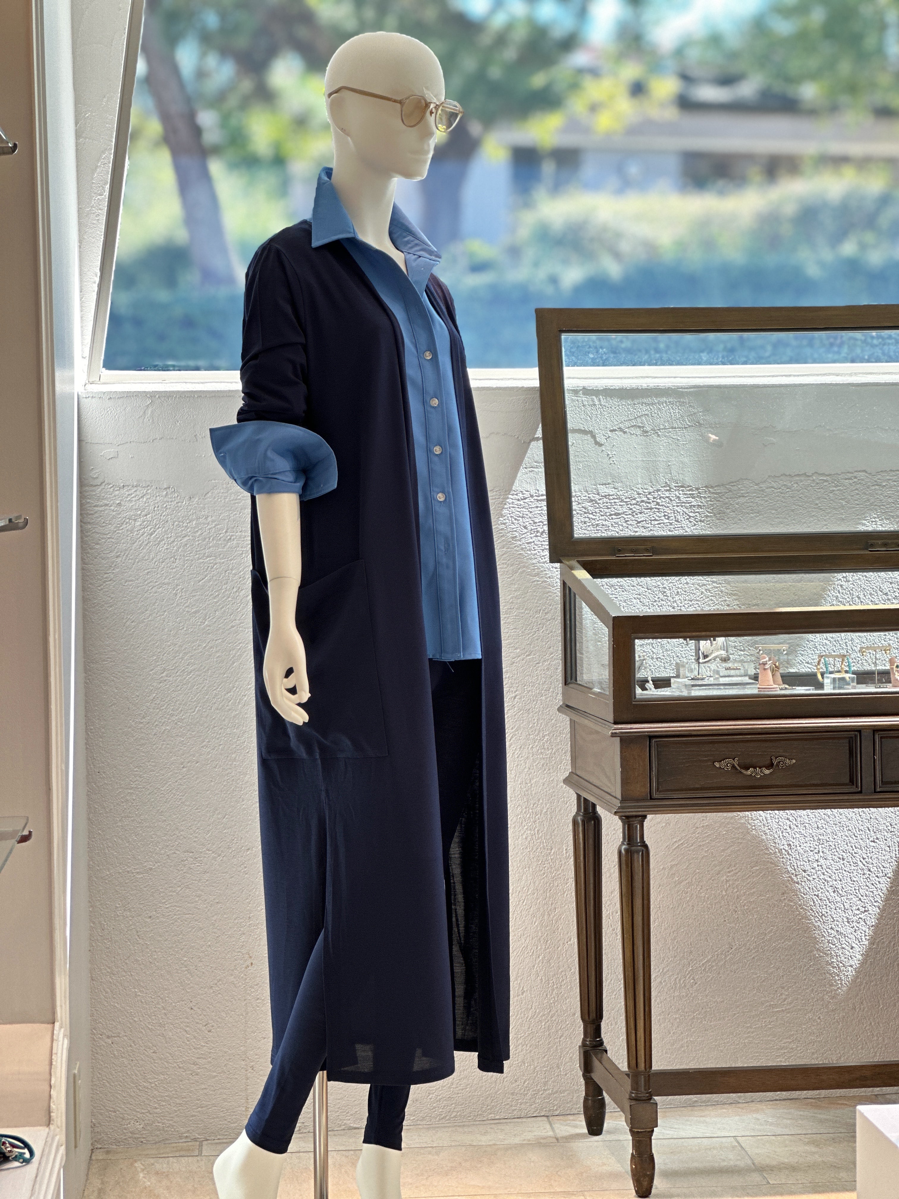 【コーデセット】ロングカーディガン×レギンスパンツ×プレーンシャツ