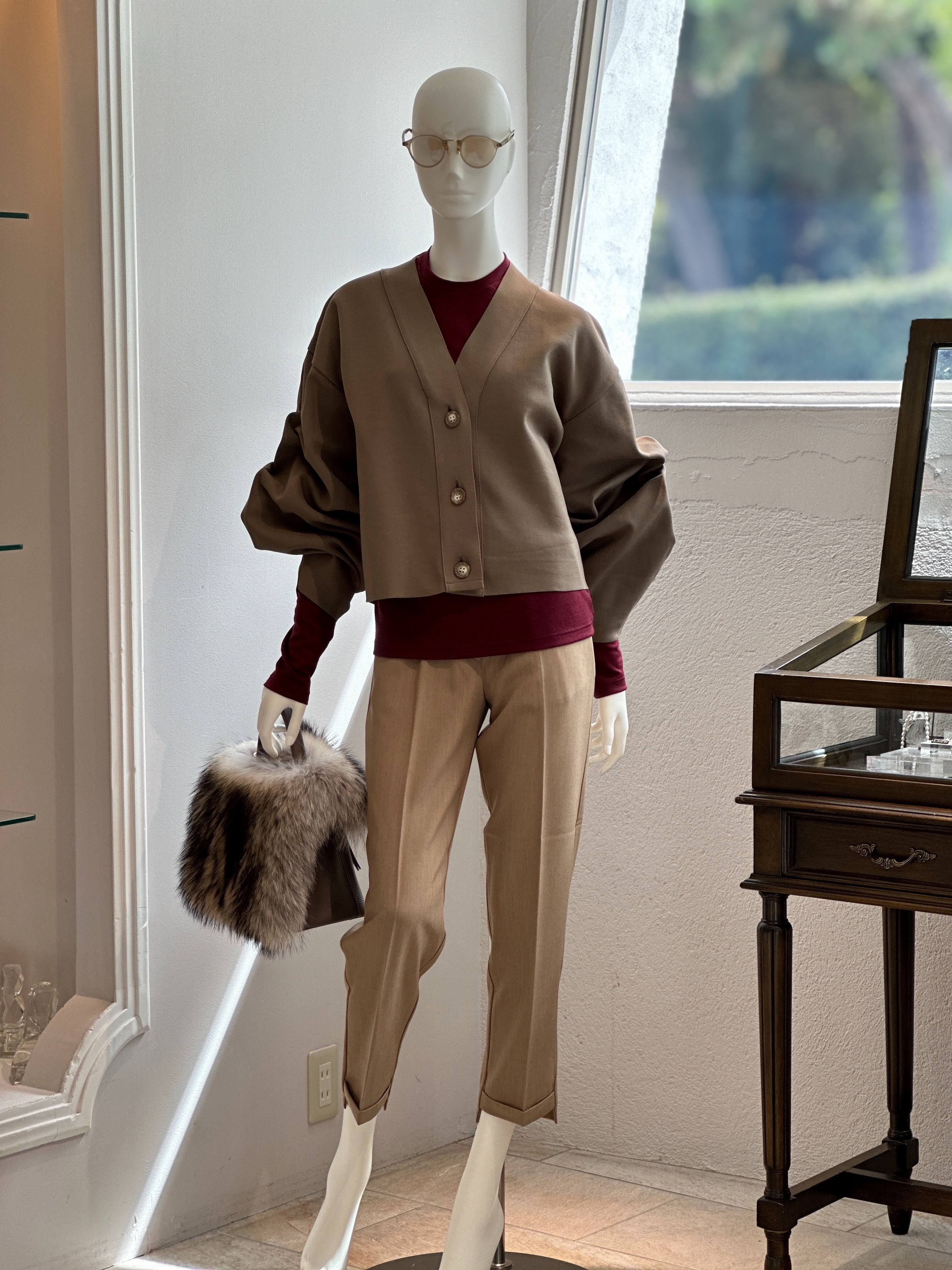 【コーデセット】ショートカーディガン×ニットカットクルーネック×スティックパンツ