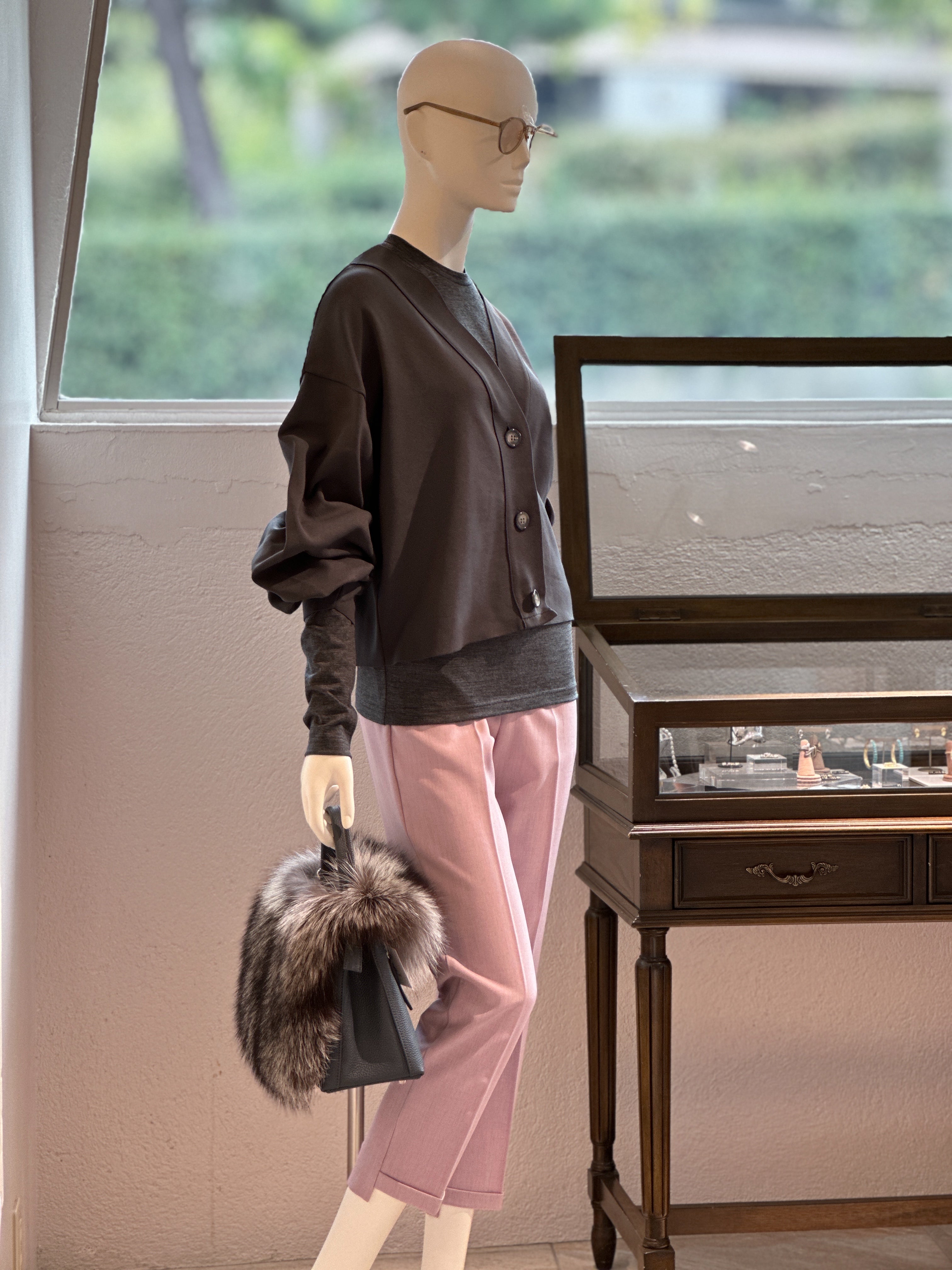 【コーデセット】ショートカーディガン×ニットカットクルーネック×スティックパンツ
