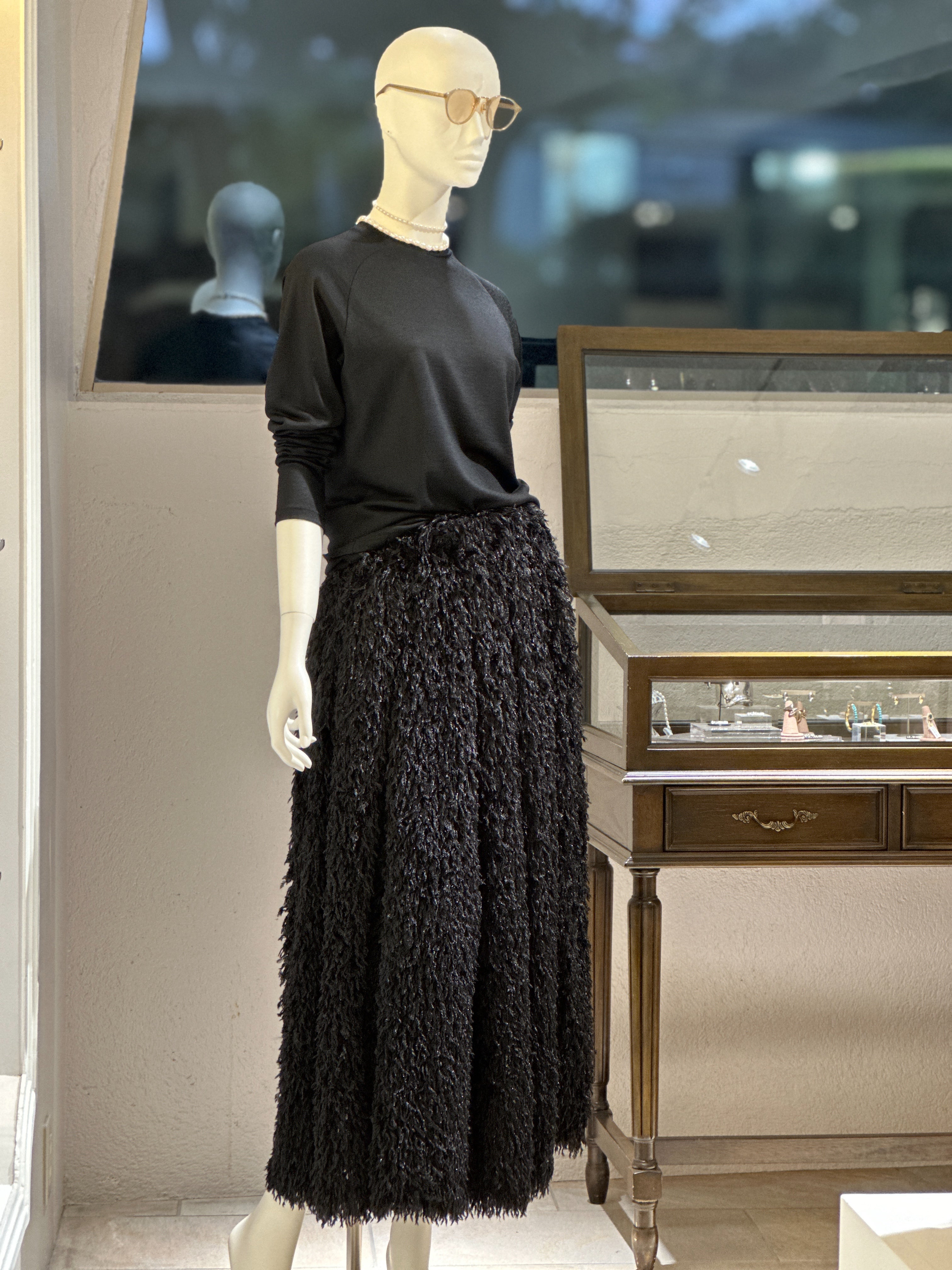 【コーデセット】ニットカットクルーネック×シャギースカート