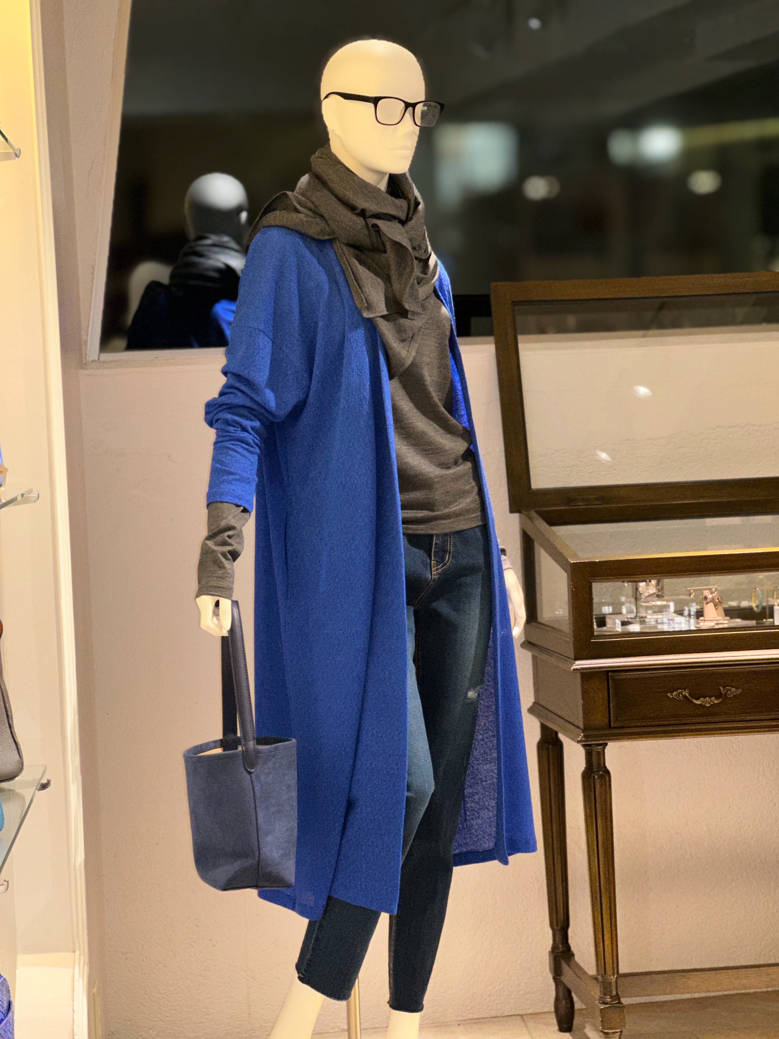 【コーデセット】ニットカットロングカーディガン×ニットカットクルーネック×ニットカットストール