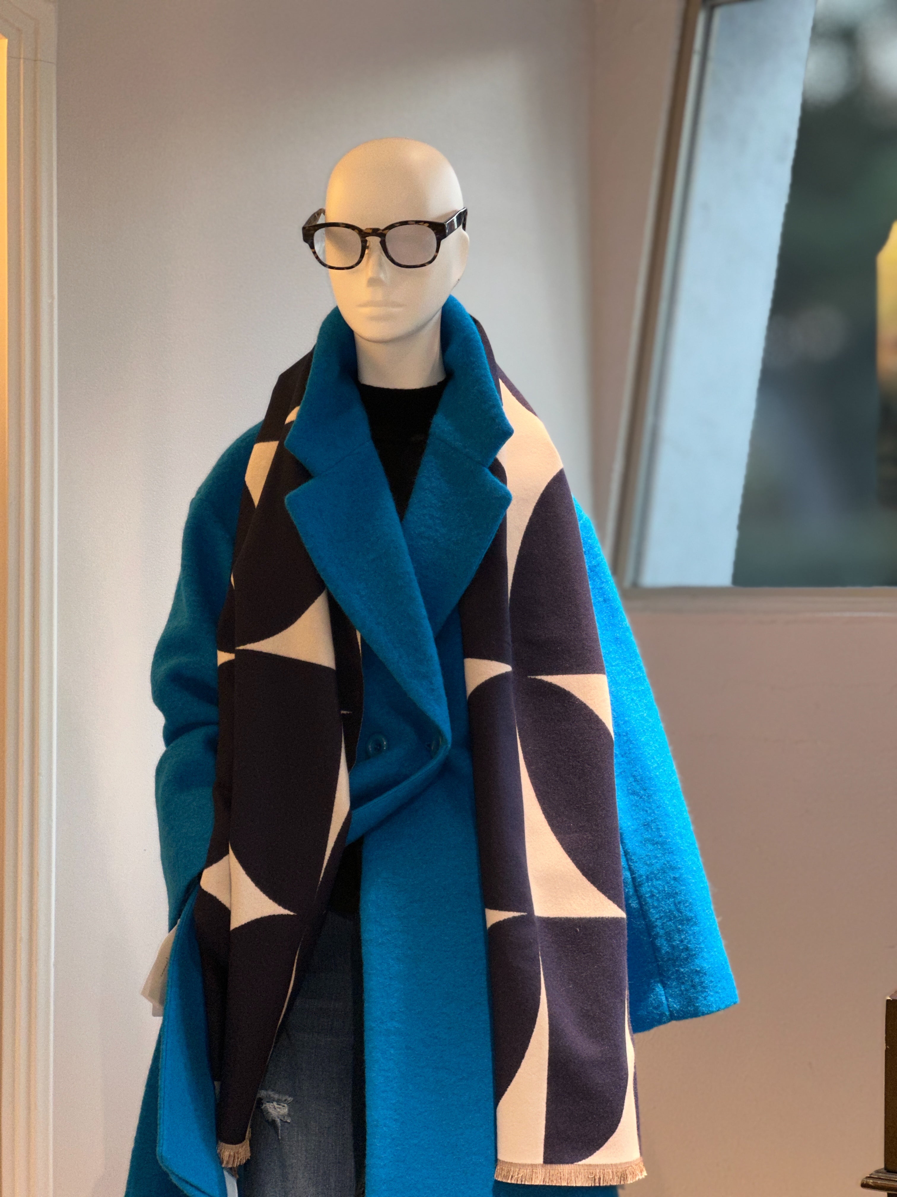 【コーデセット】オブロングストール×ニットカットクルーネック×圧縮ウールミドルコート