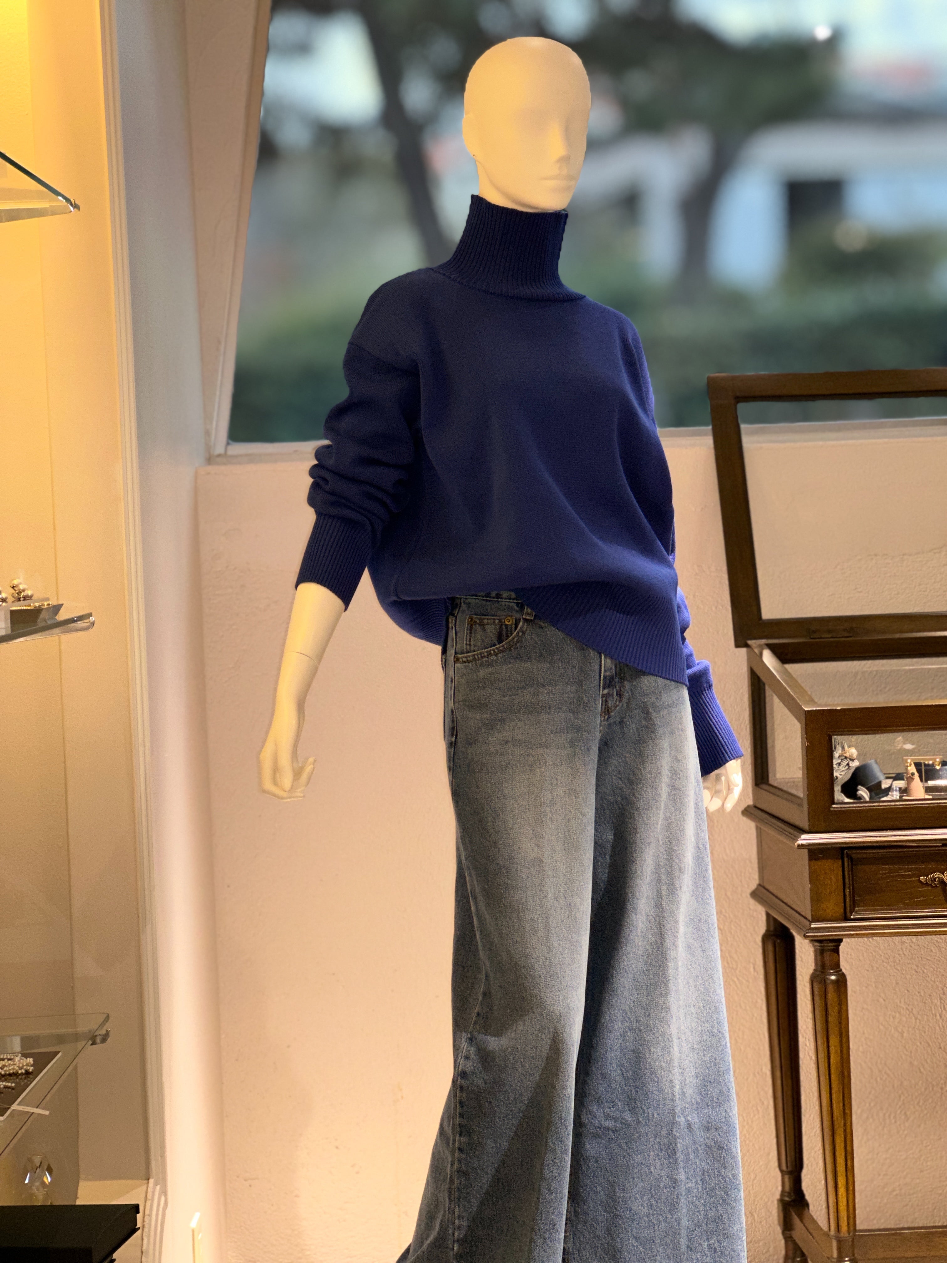 ハイネックザックリニット(ロイヤルブルー)