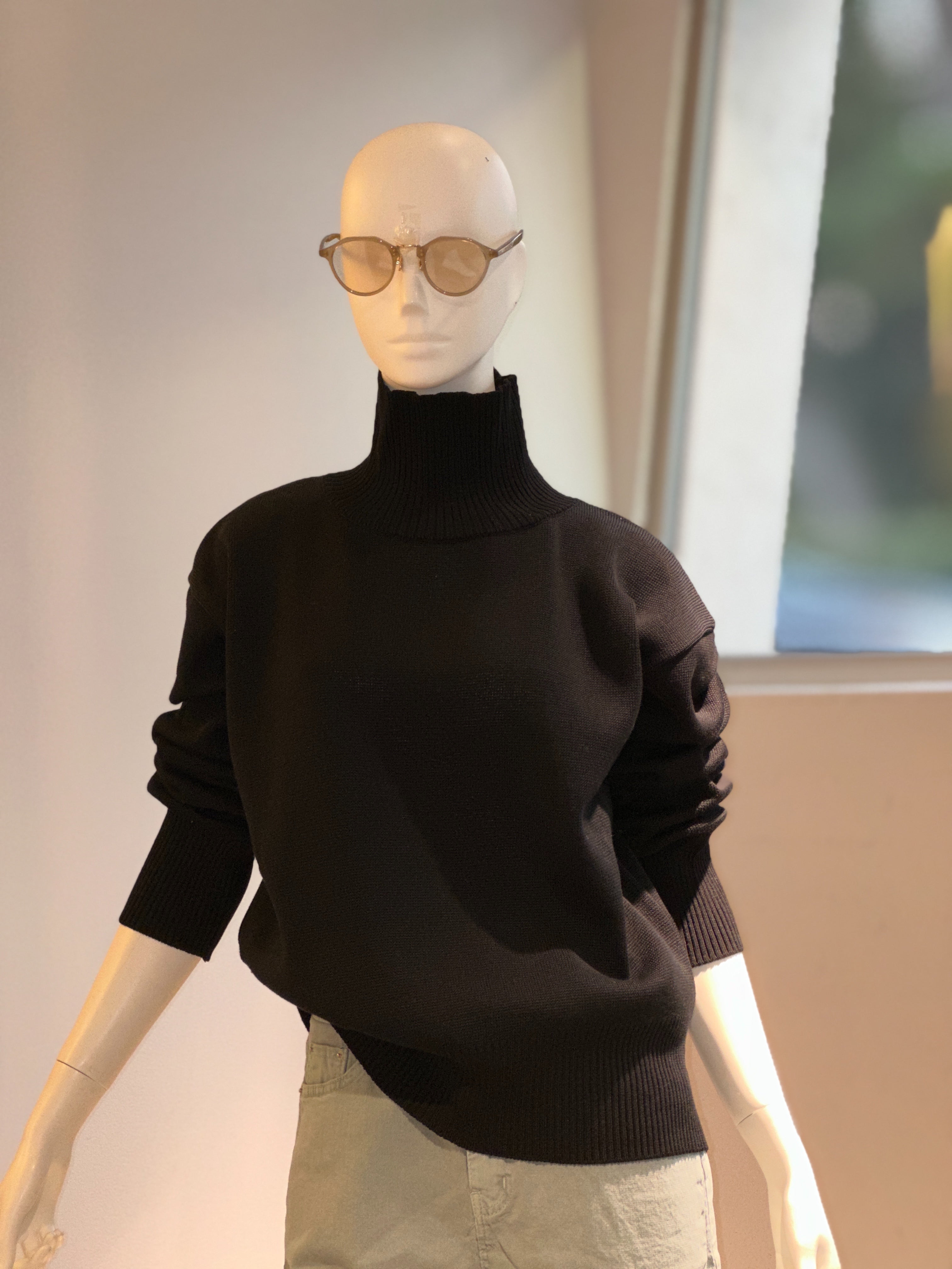 ハイネックザックリニット(ブラック)