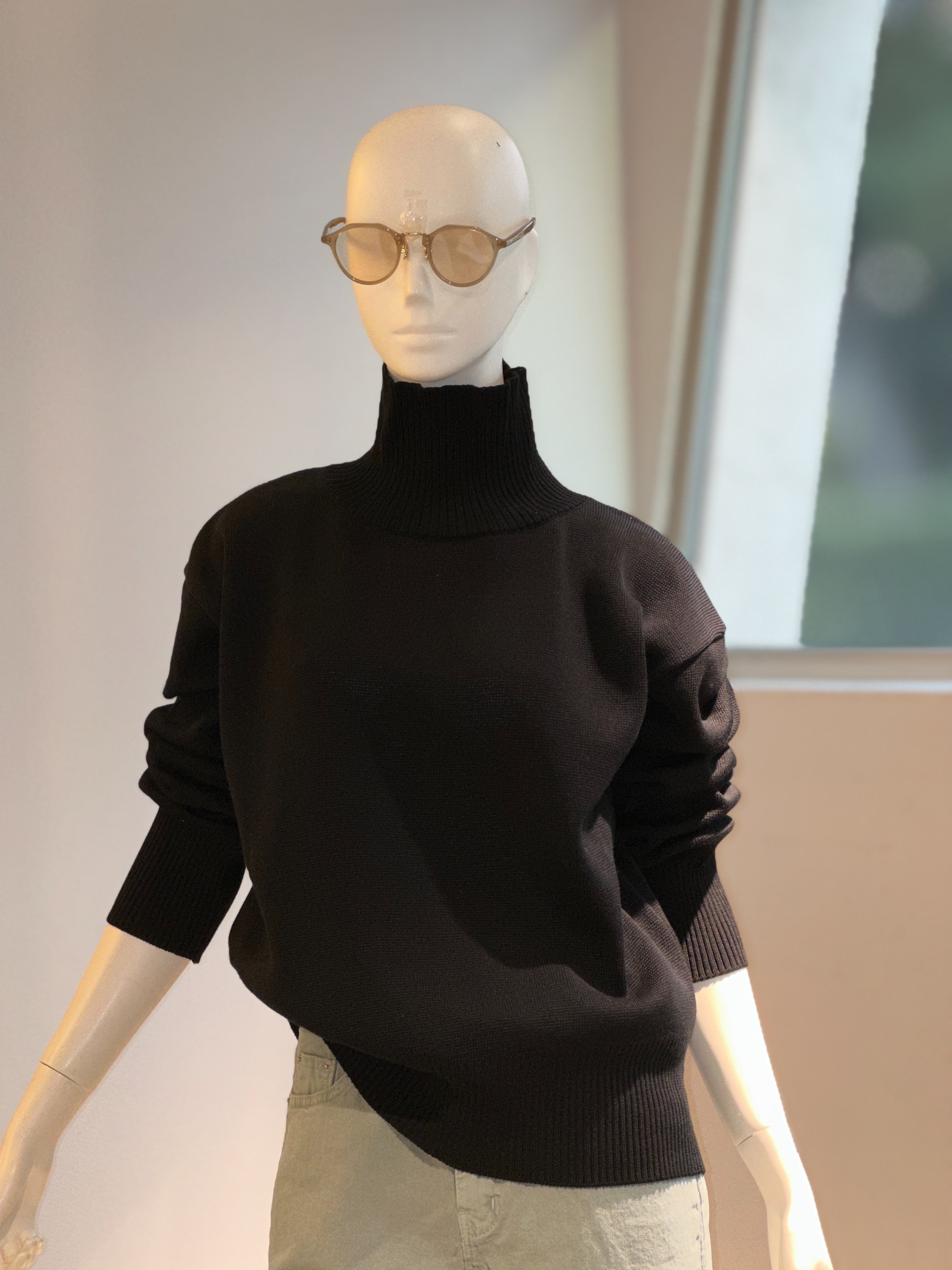 ハイネックザックリニット(ブラック)