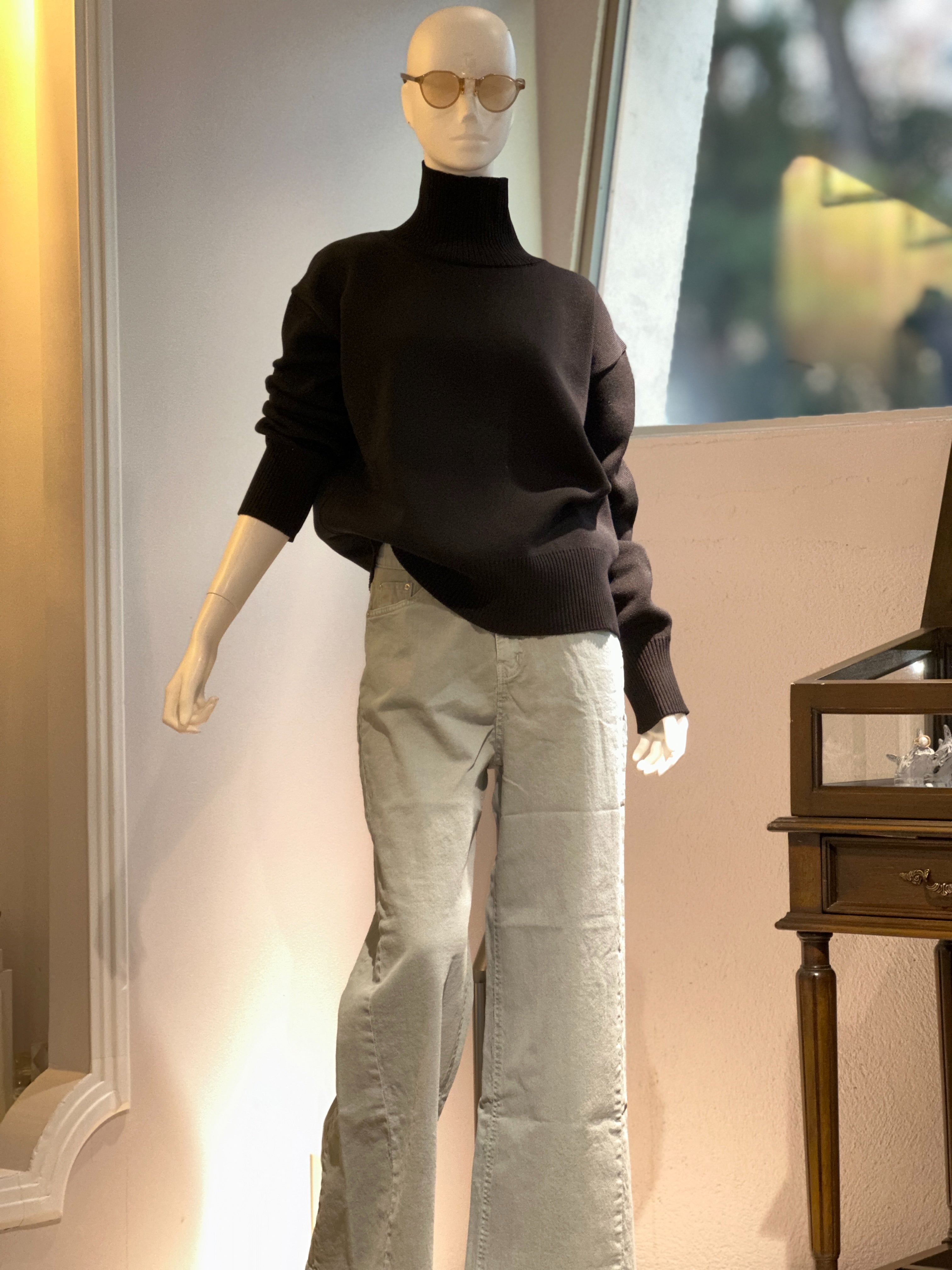 ハイネックザックリニット(ブラック)