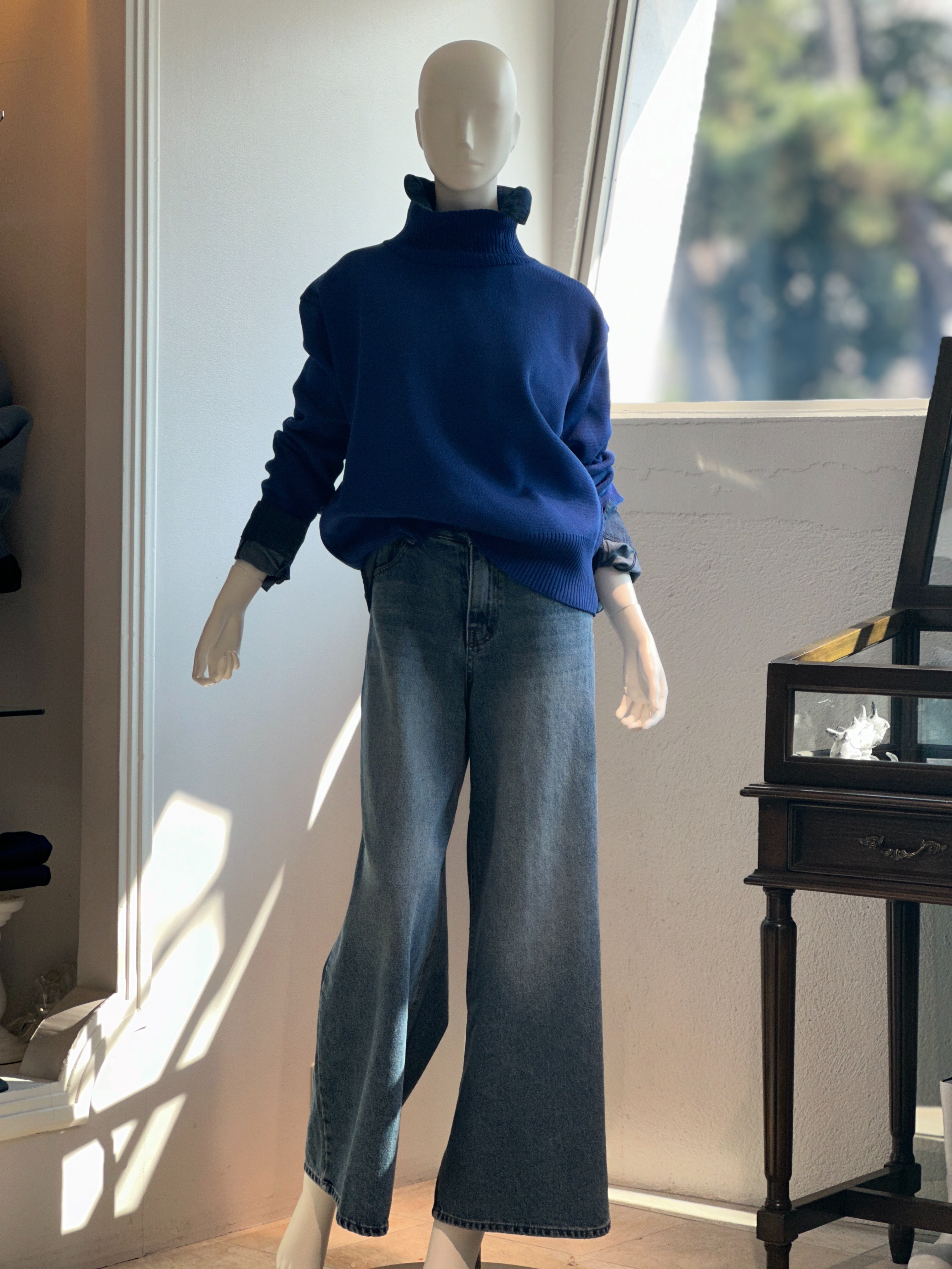 ハイネックザックリニット(ロイヤルブルー)