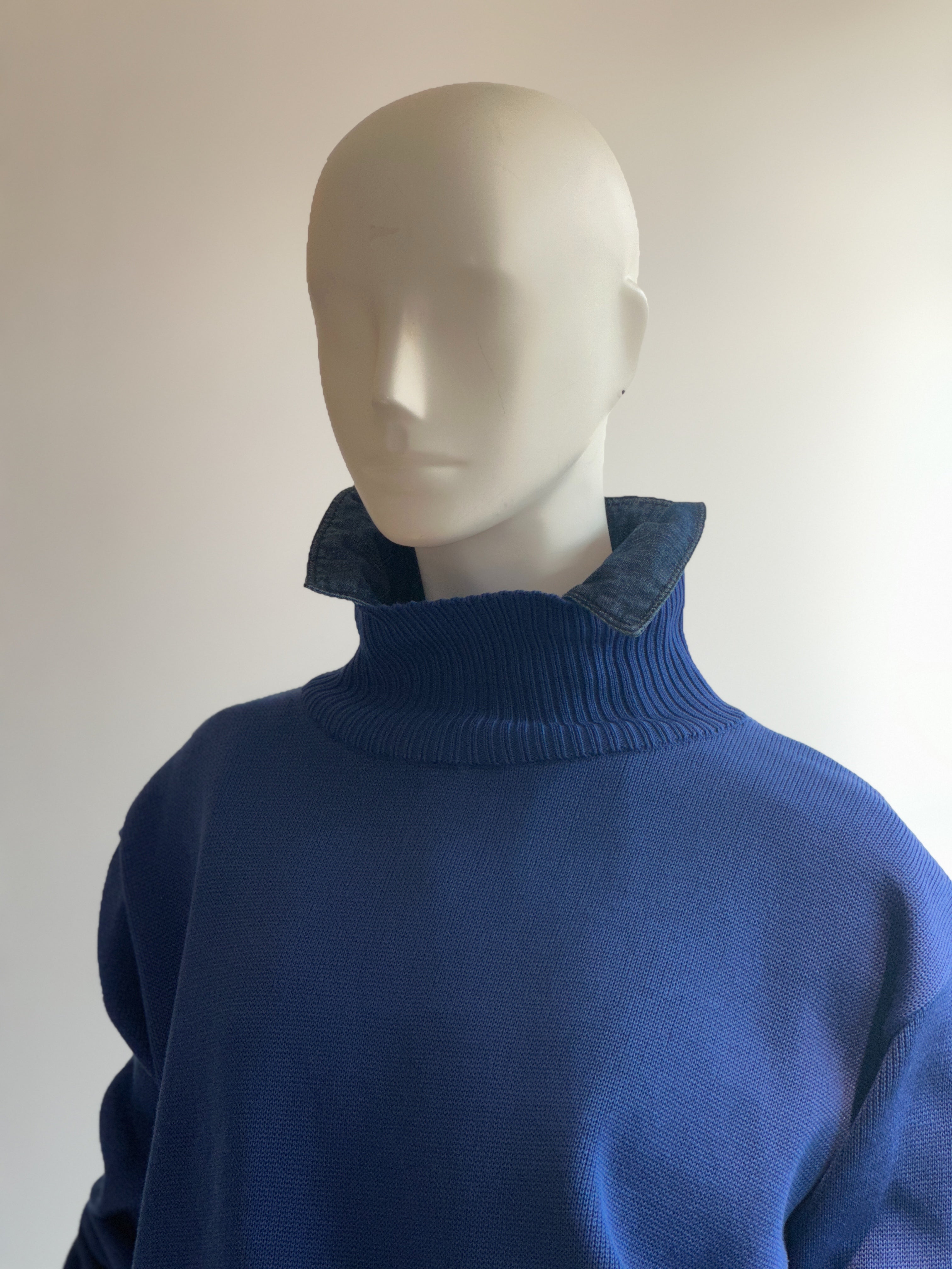 ハイネックザックリニット(ロイヤルブルー)