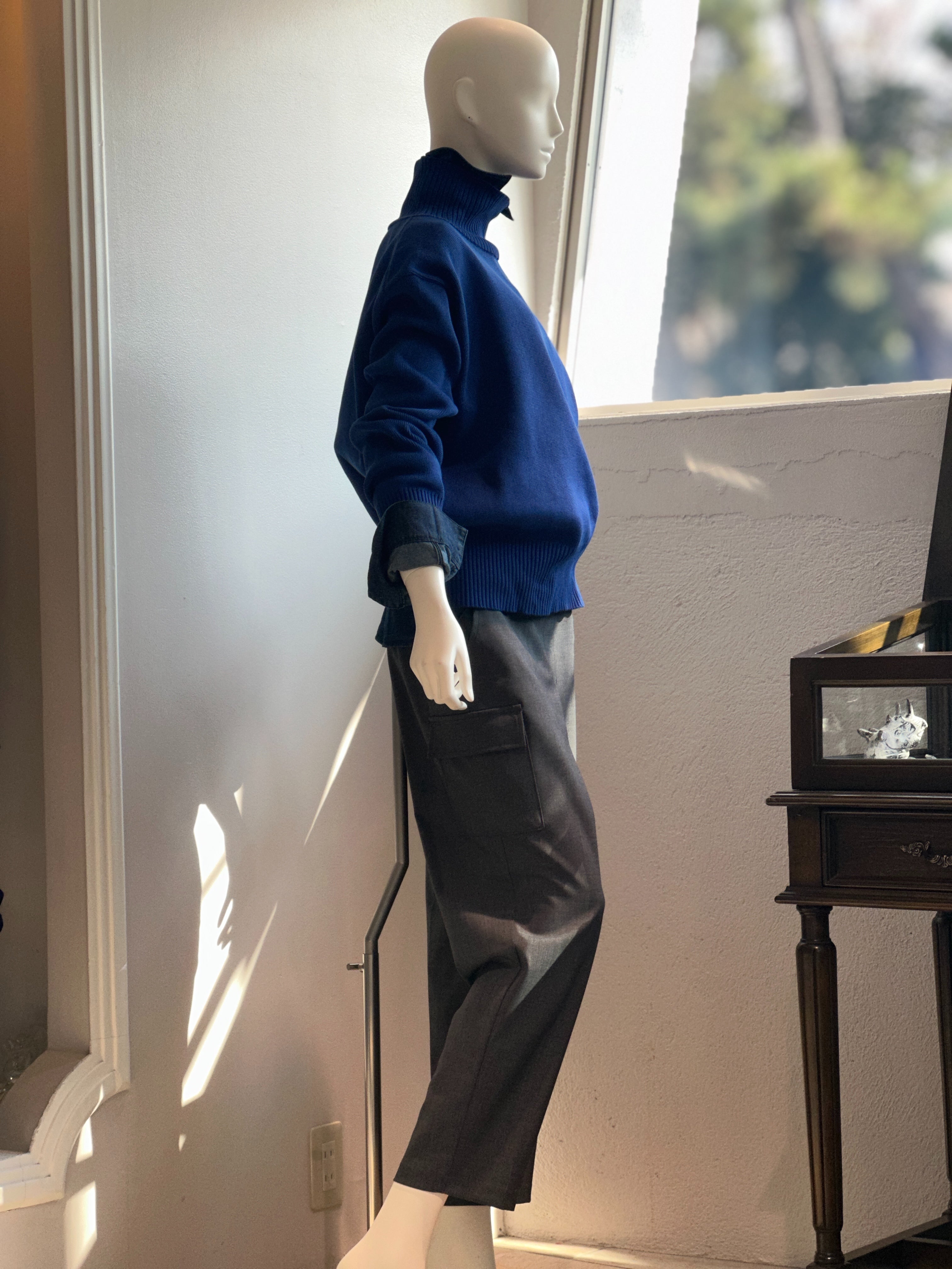 ハイネックザックリニット(ロイヤルブルー)