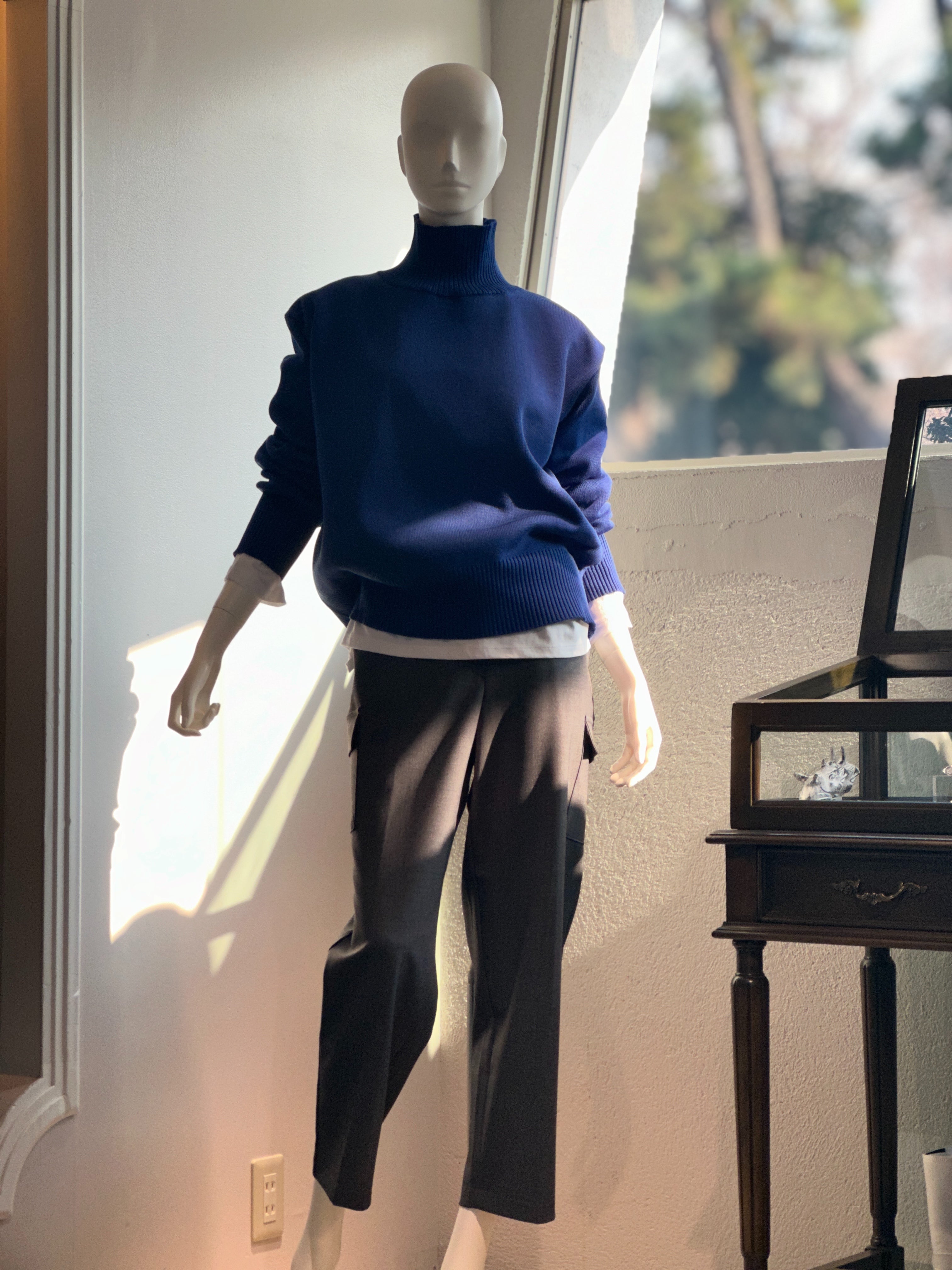 ハイネックザックリニット(ロイヤルブルー)