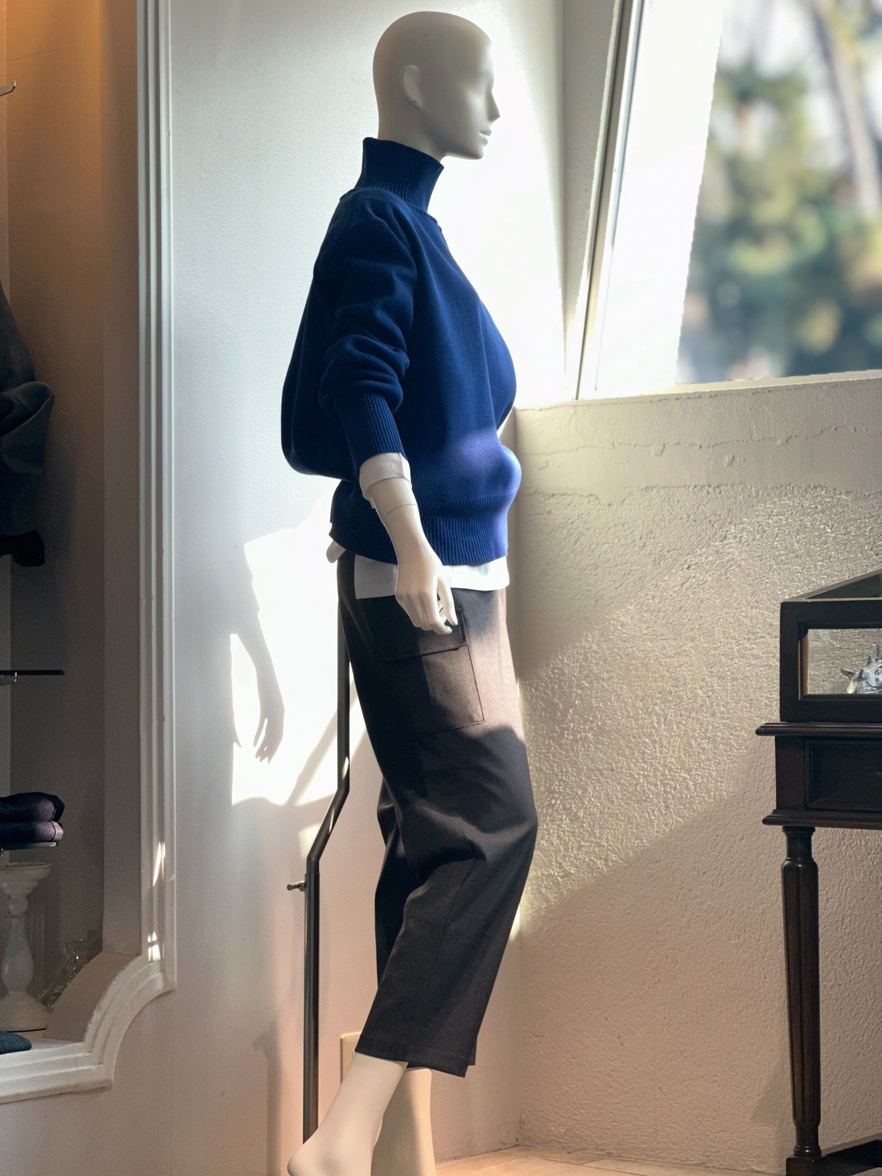 ハイネックザックリニット(ロイヤルブルー)