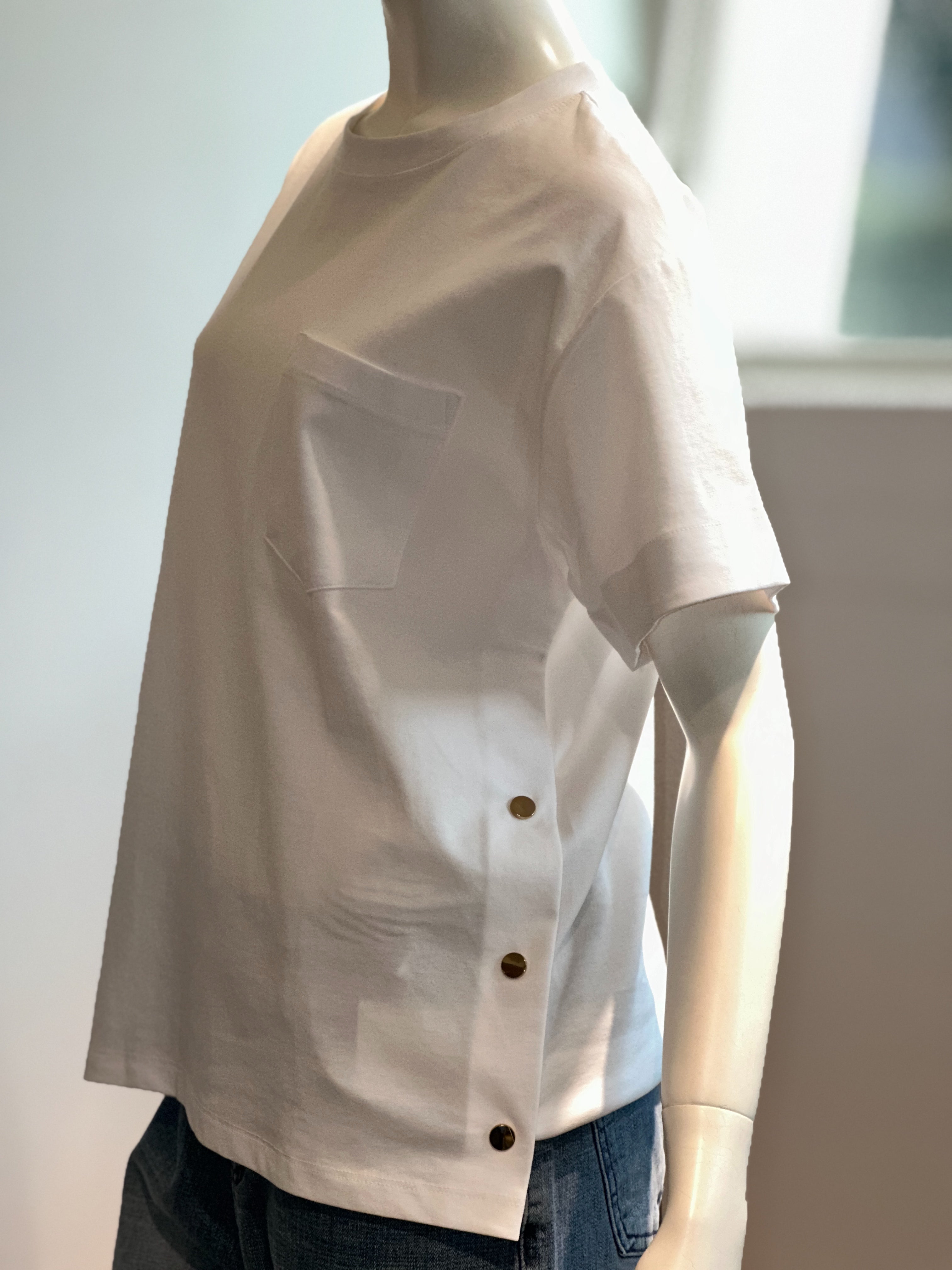 【コーデセット】ケーブルニットカーディガン(グレー×ホワイト)×ショートダンガリーシャツ(ライト)×サイドスナップカットソー×タイトストレートデニム(ライトブルー)