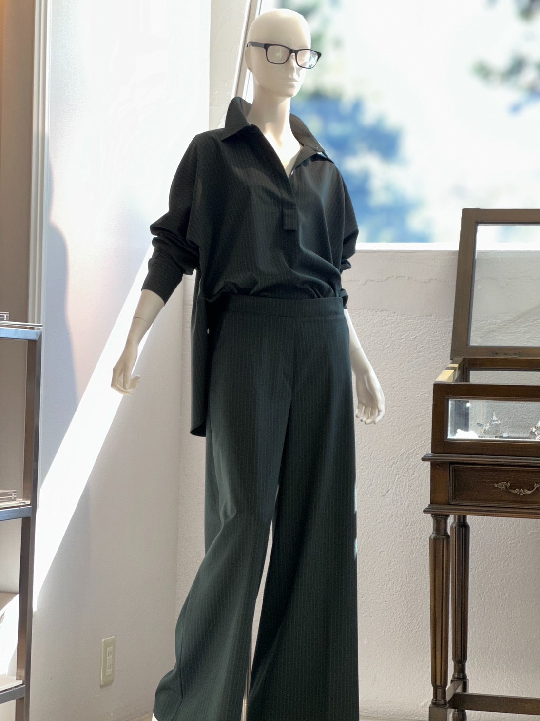 ストライプセットアップパンツ(グリーン)