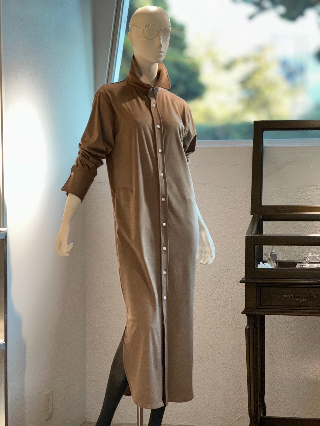 フェイクスエードシャツワンピース(トープ)