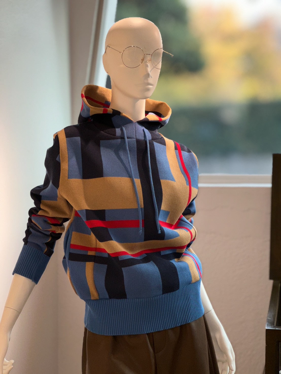 MALUCプルオーバーパーカー(チェックブルーグレー)