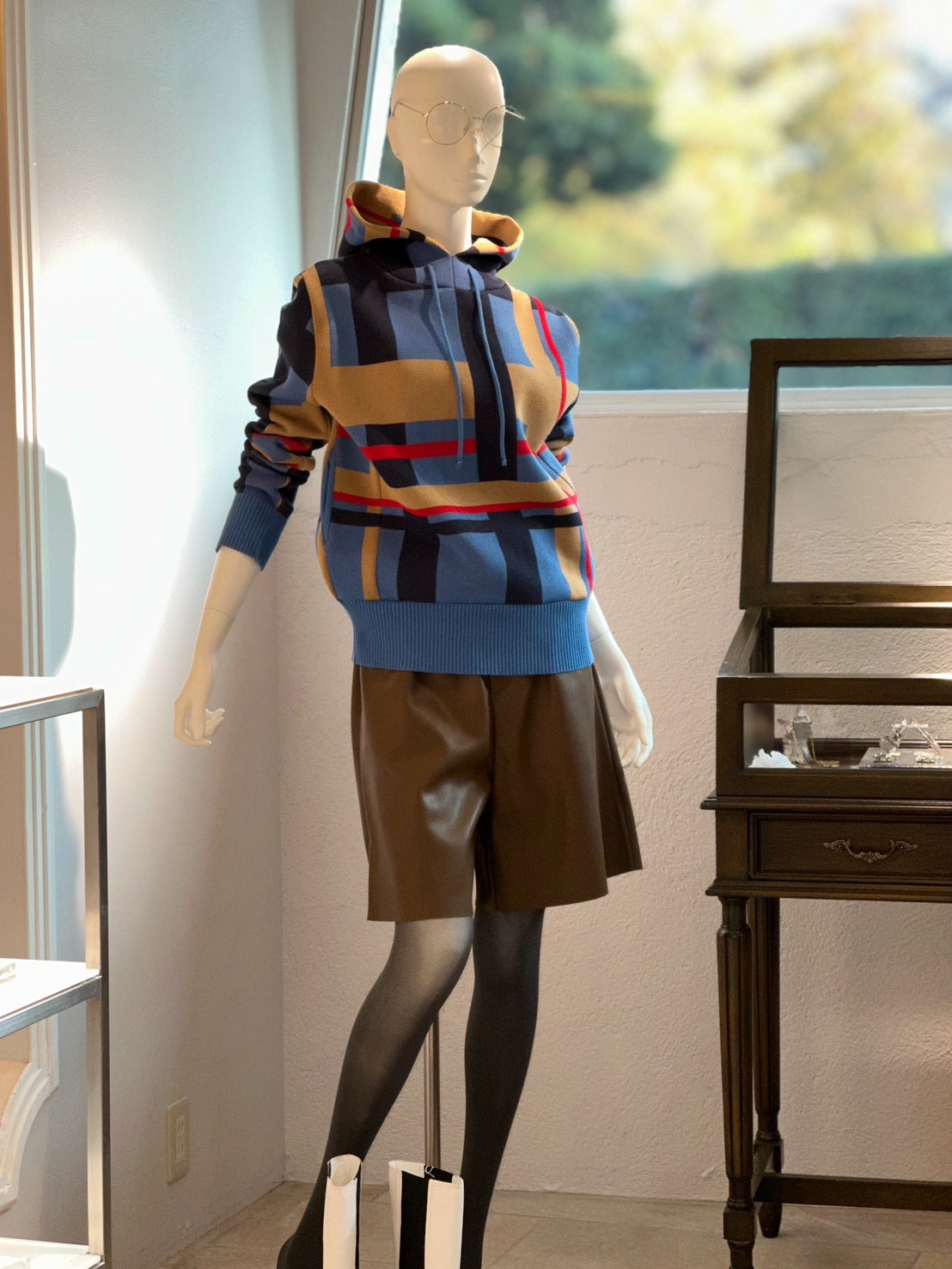 MALUCプルオーバーパーカー(チェックブルーグレー)