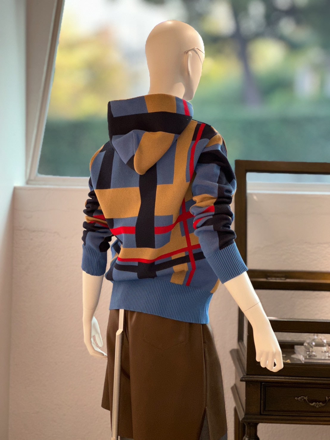 MALUCプルオーバーパーカー(チェックブルーグレー)