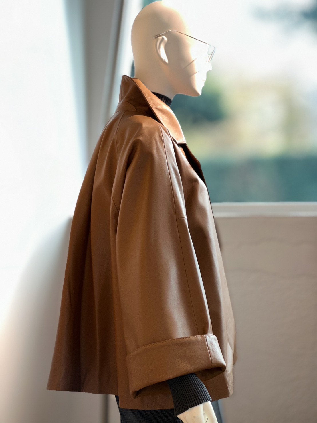 レザーショートトレンチコート(キャメル)