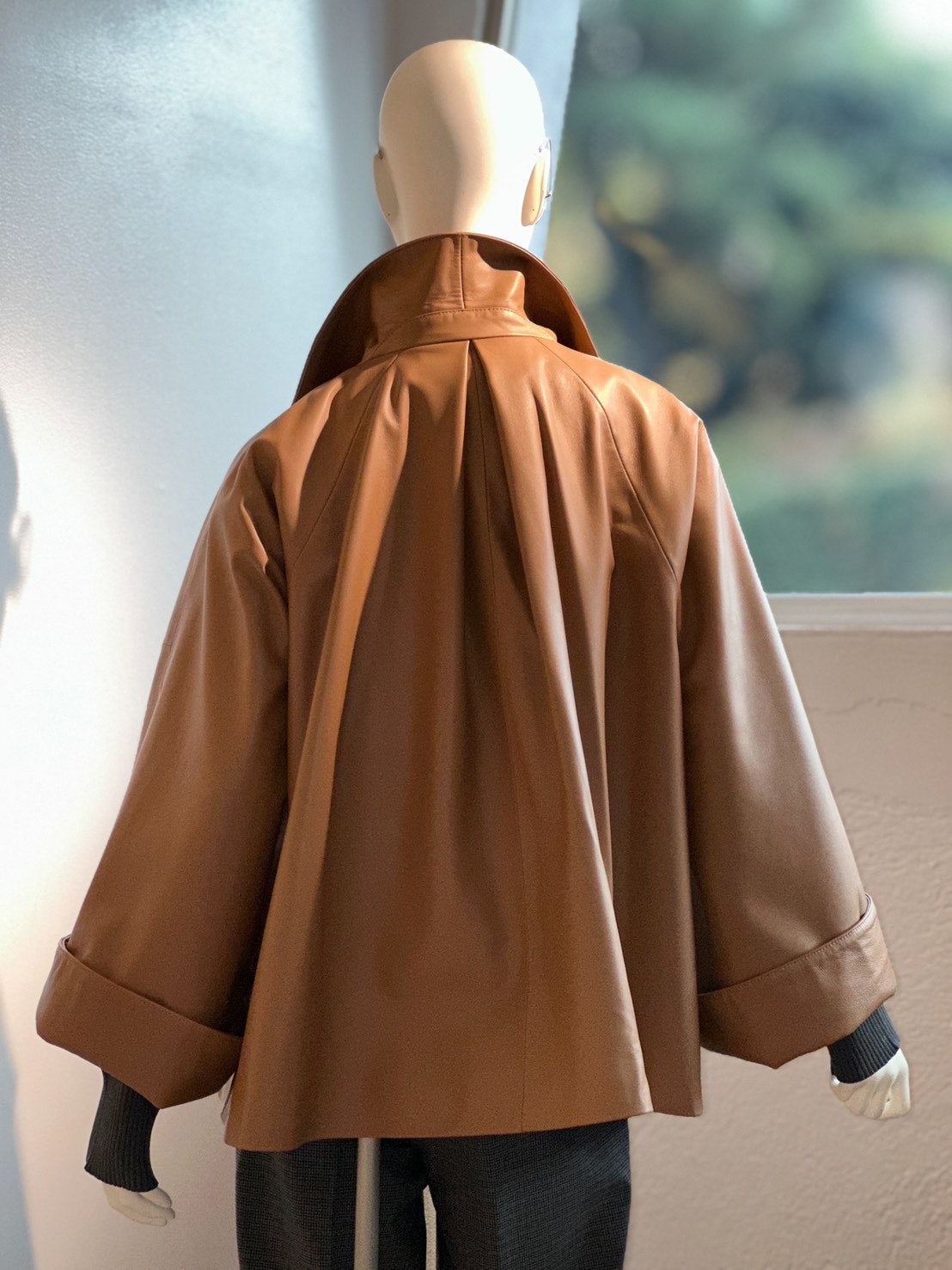 レザーショートトレンチコート(キャメル)