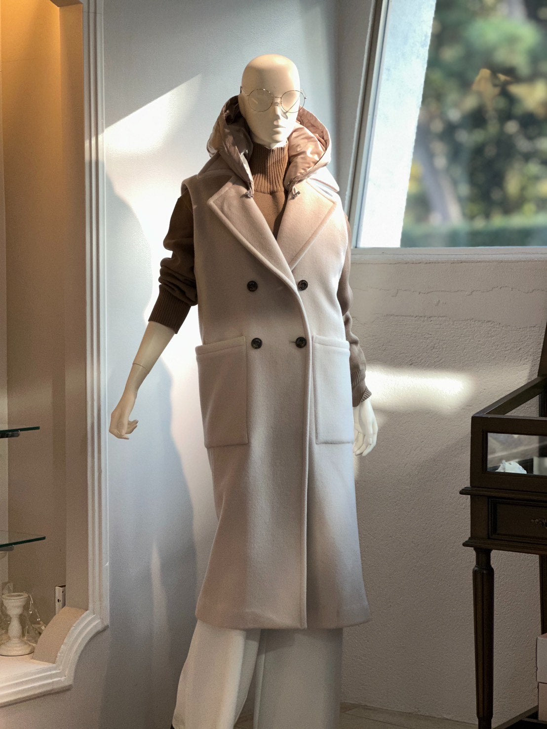 ダウン付きウールベストコート(オートミール)