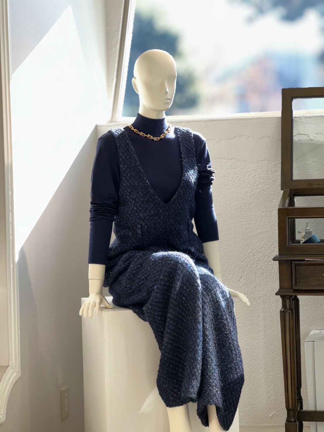 ツイードオールインワン(ネイビー)