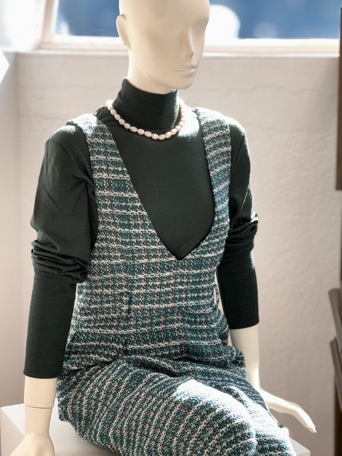 ツイードオールインワン(グリーン)