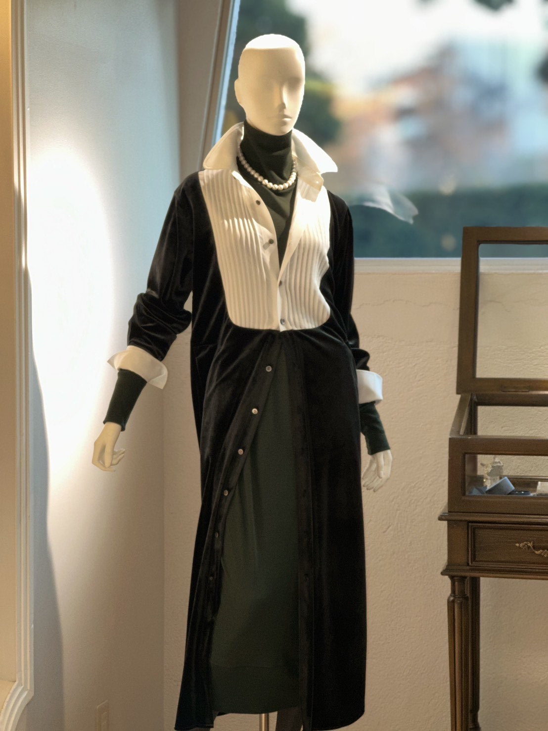 タキシードシャツワンピース(グリーン)