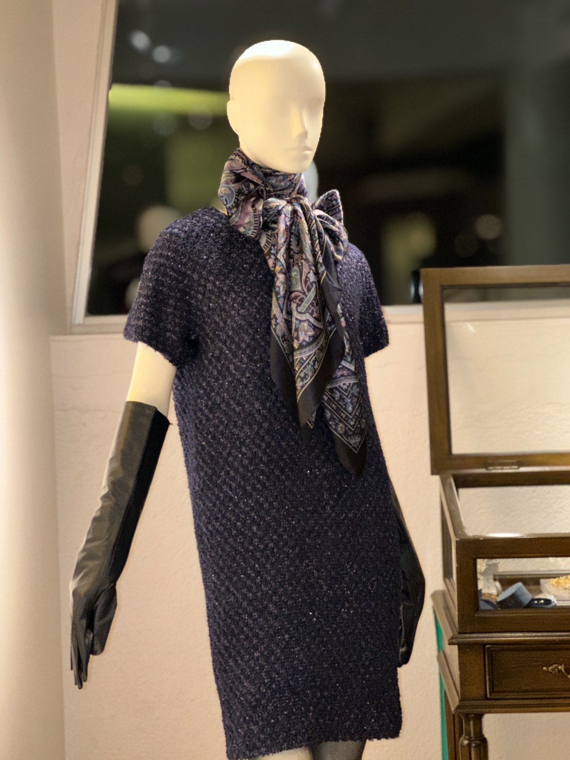 ツイードフレンチワンピース(ネイビー)