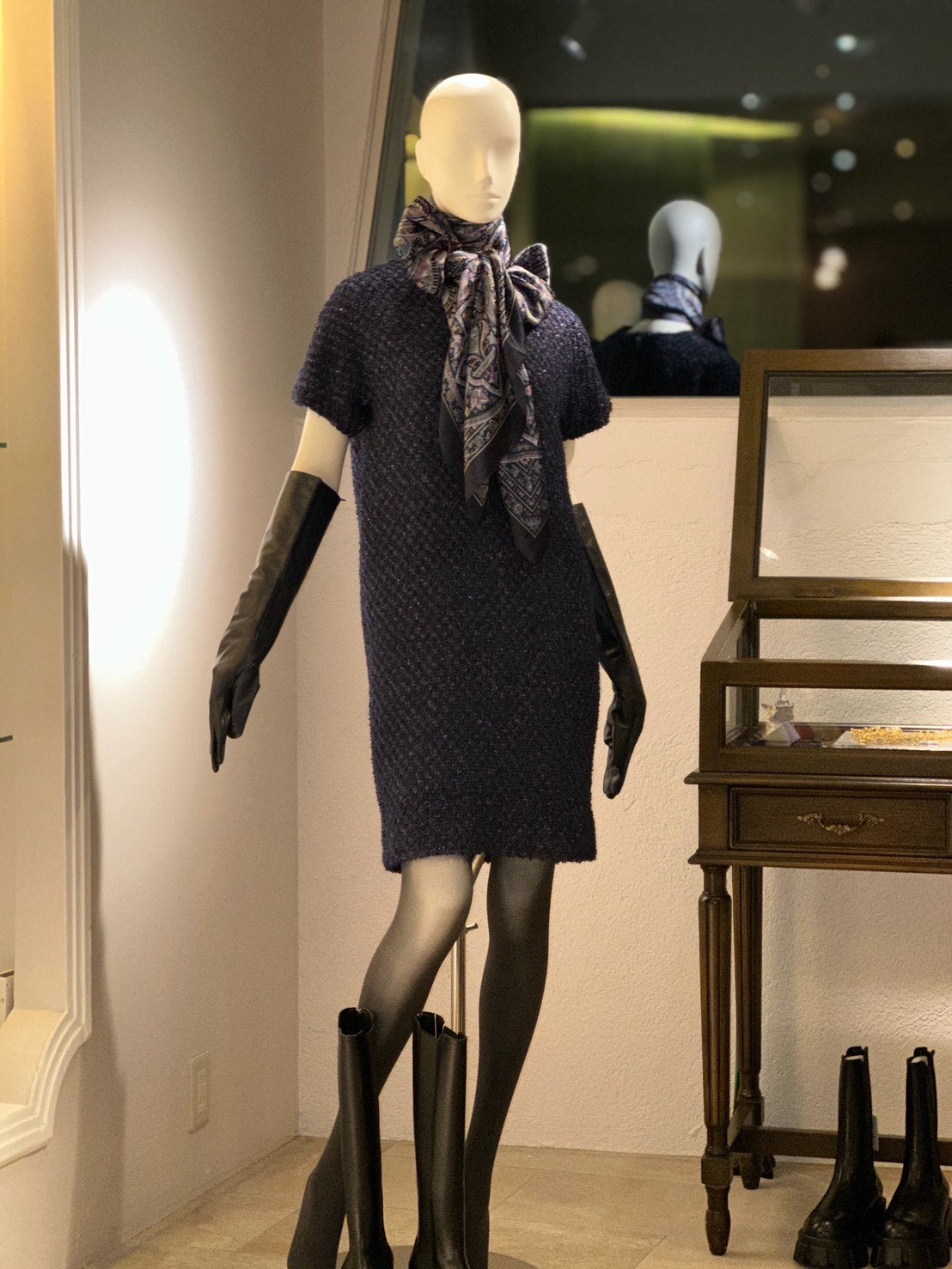 ツイードフレンチワンピース(ネイビー)