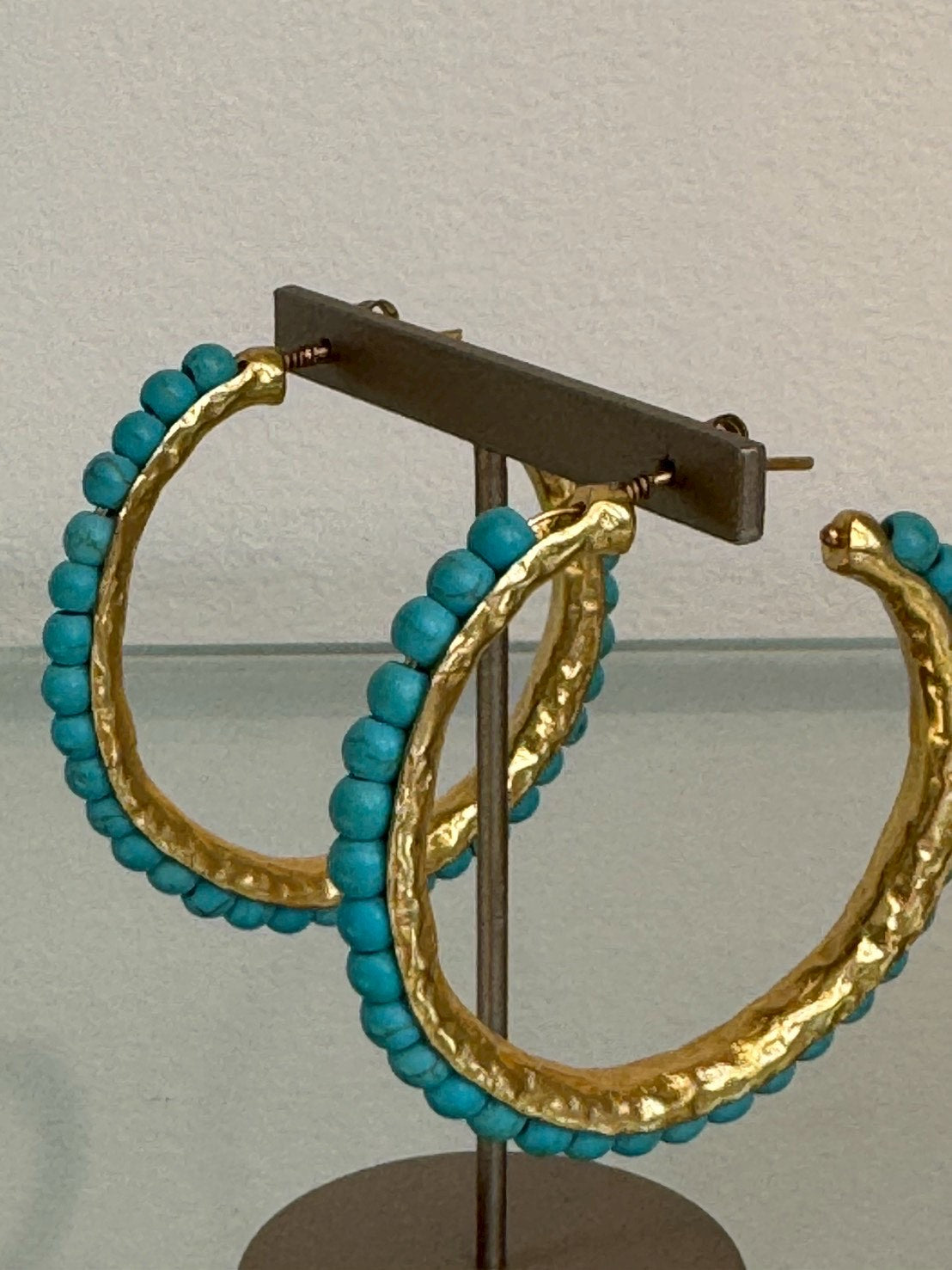 ターコイズフープピアス