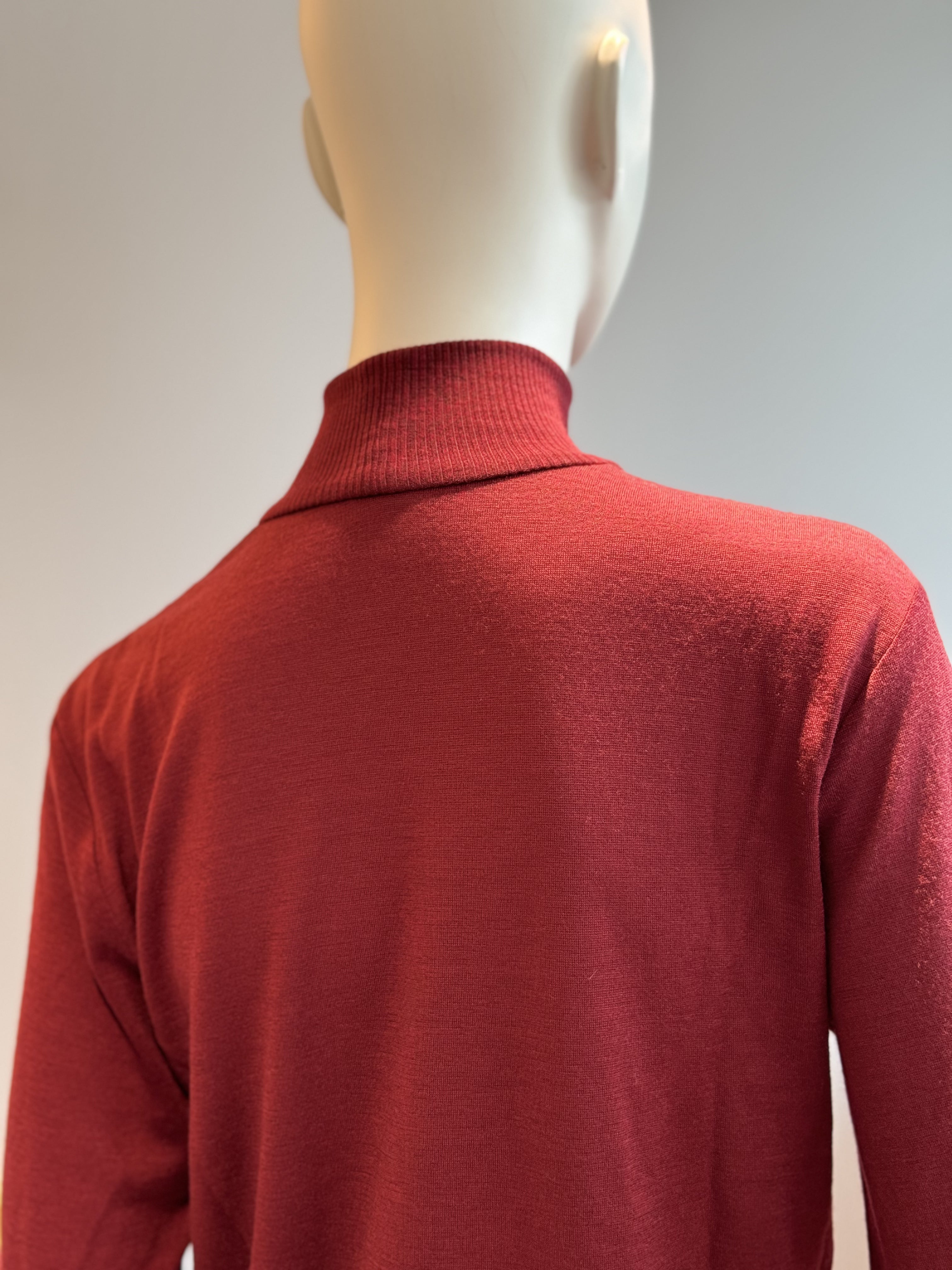 ニットカットリヴハイネック(ボルドー)
