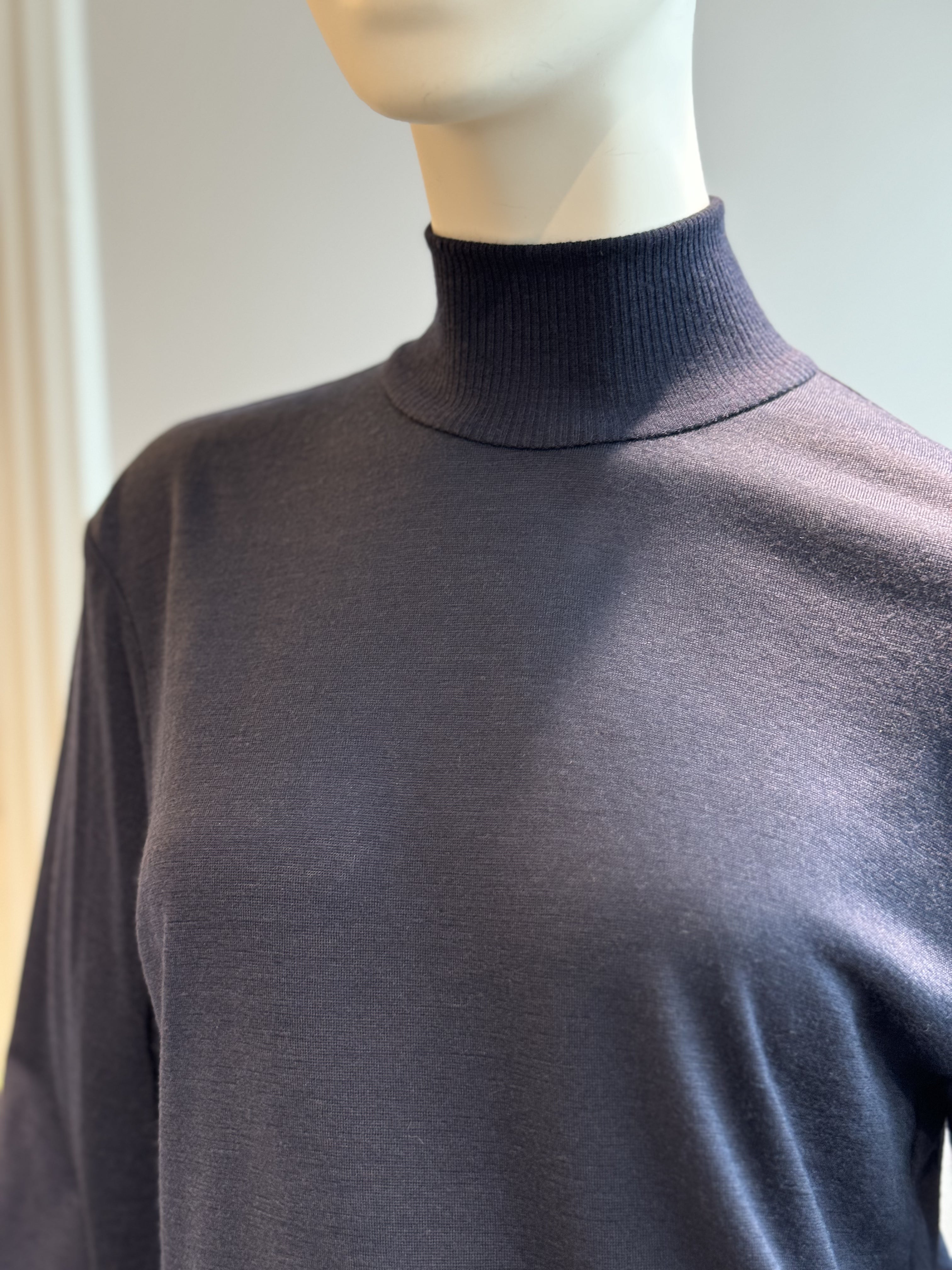 ニットカットリヴハイネック (ネイビー)