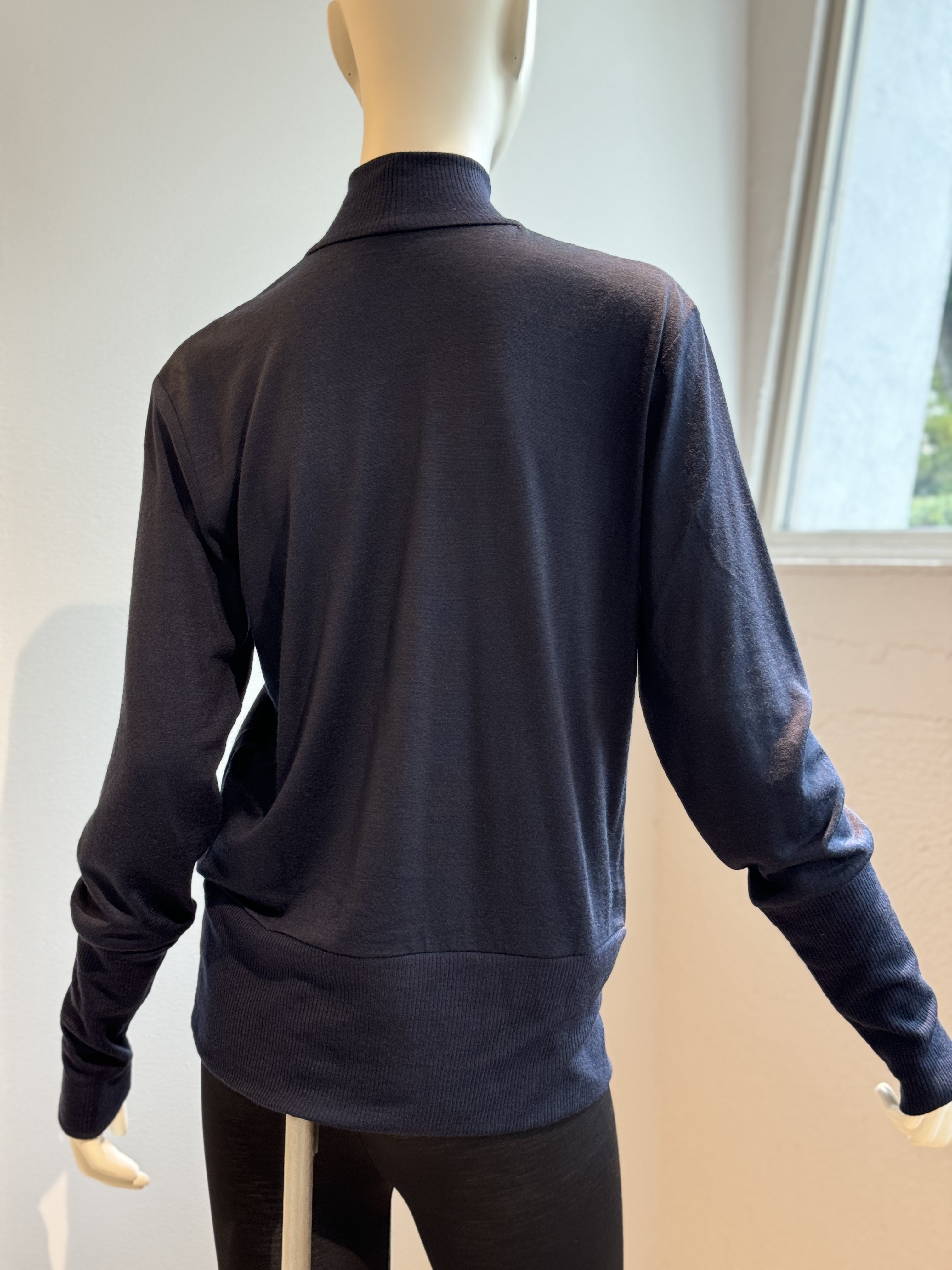 ニットカットリヴハイネック (ネイビー)