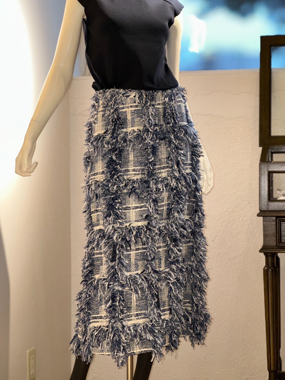 ツイード Aラインスリットスカート