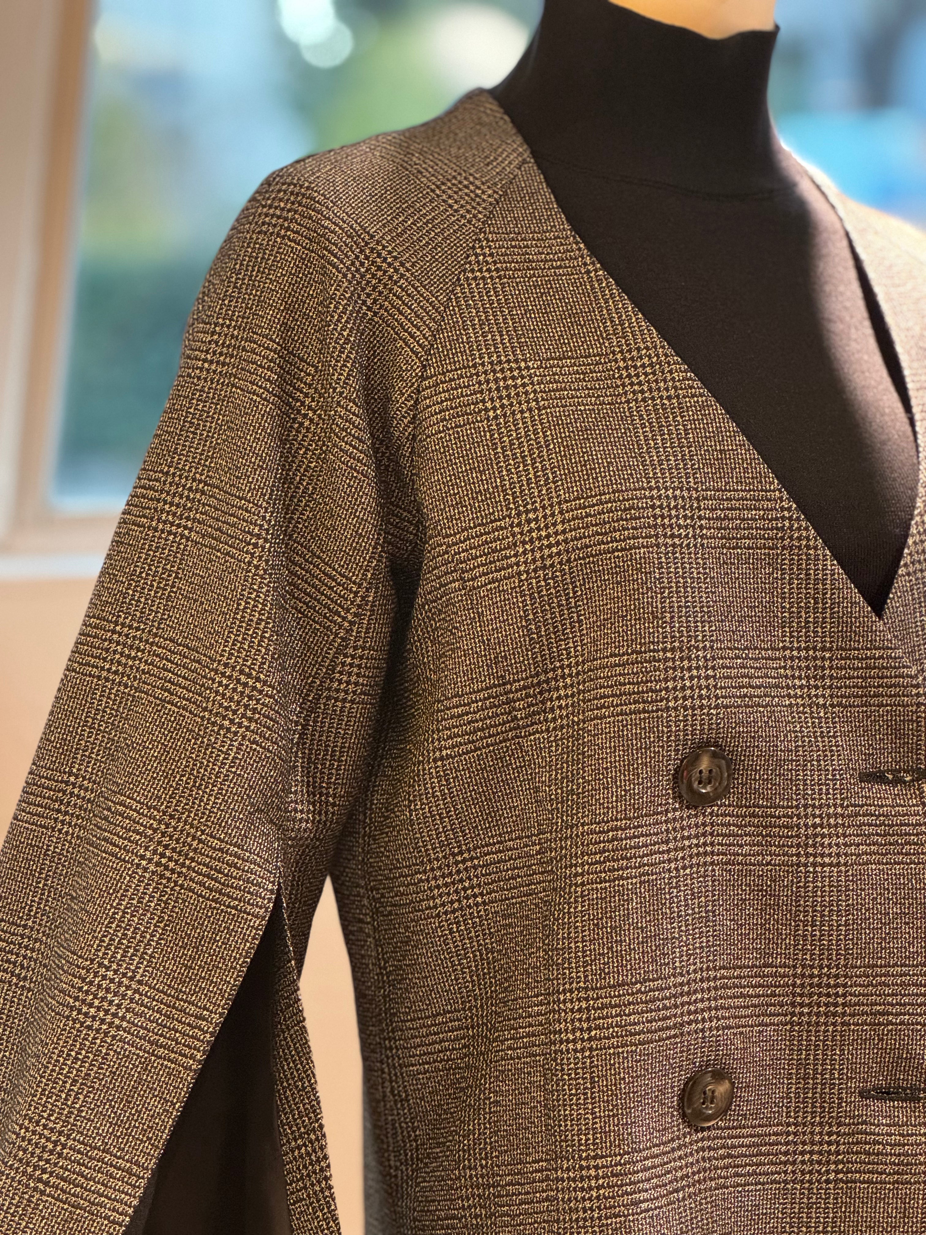 ラメ袖スリットジャケット(ブラックゴールド)