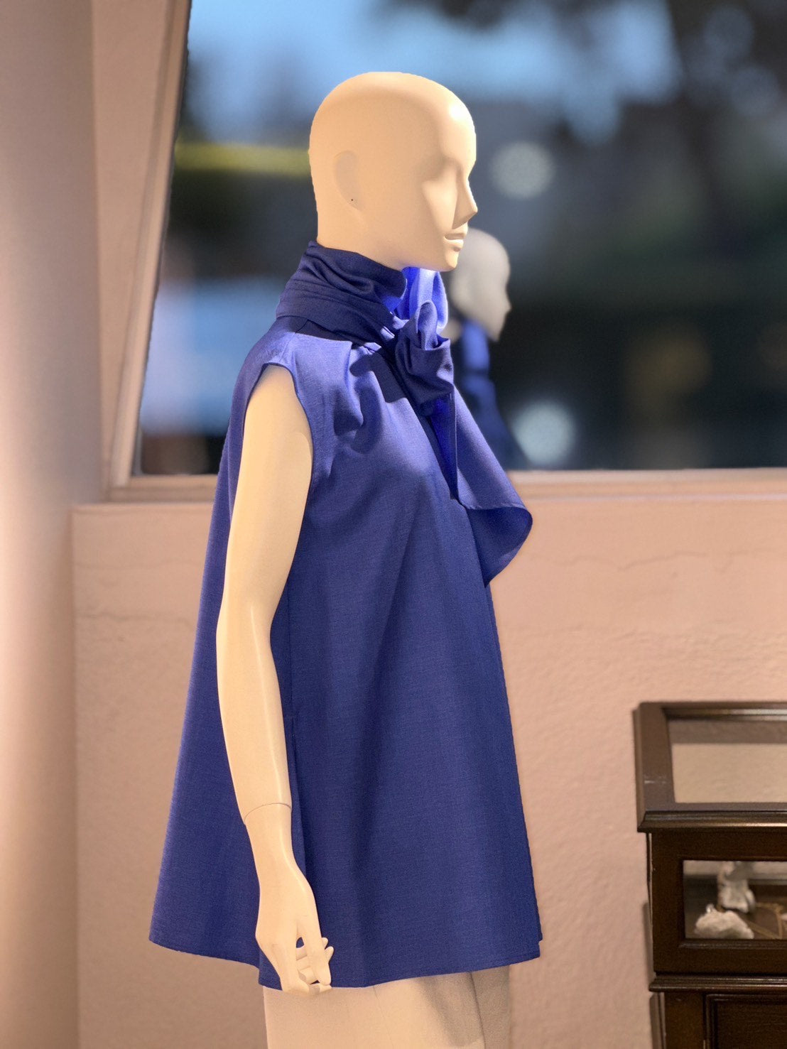 リボンタイブラウス(BLUE)