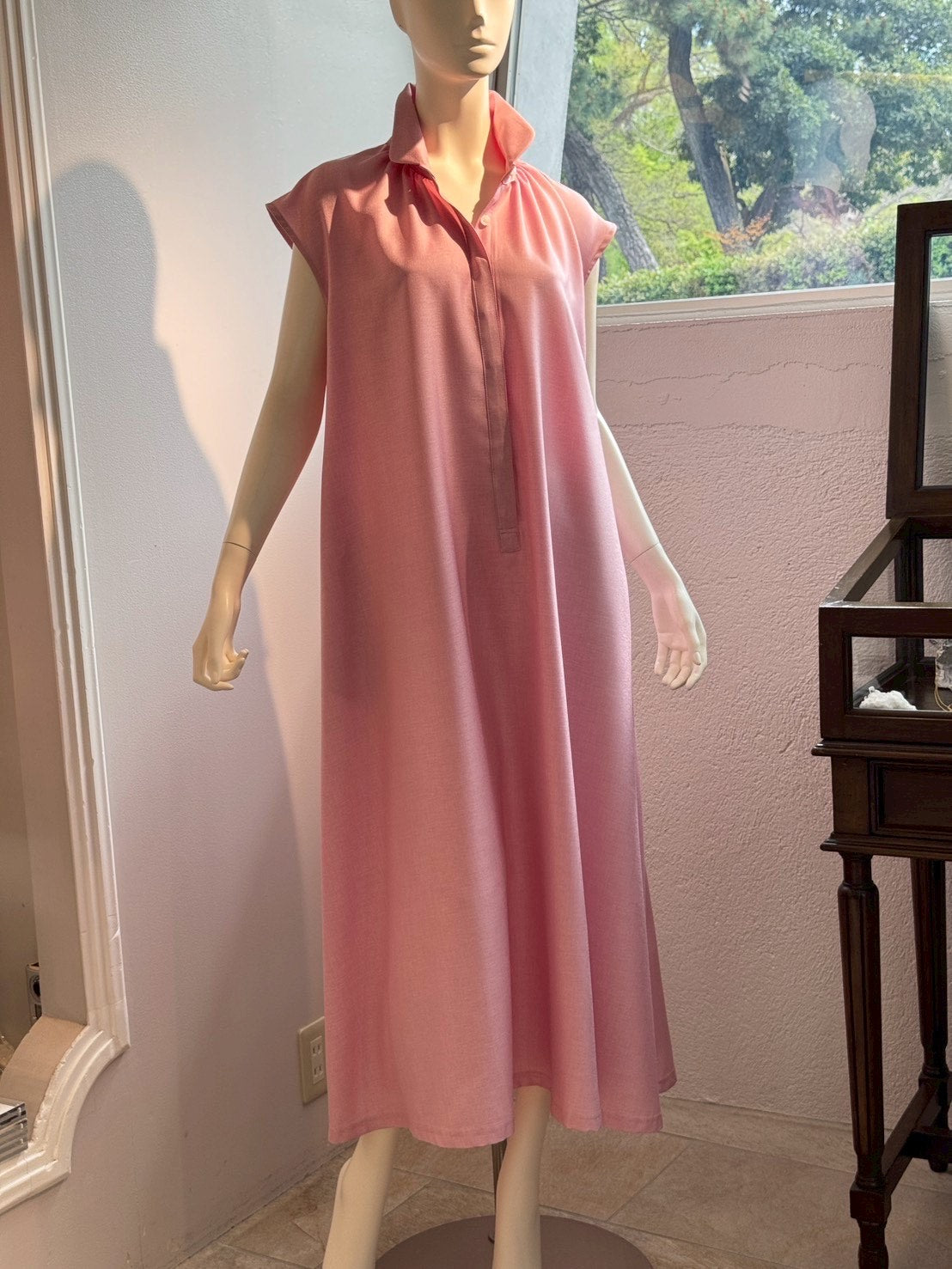 ポロカラーフレンチワンピース(PINK)