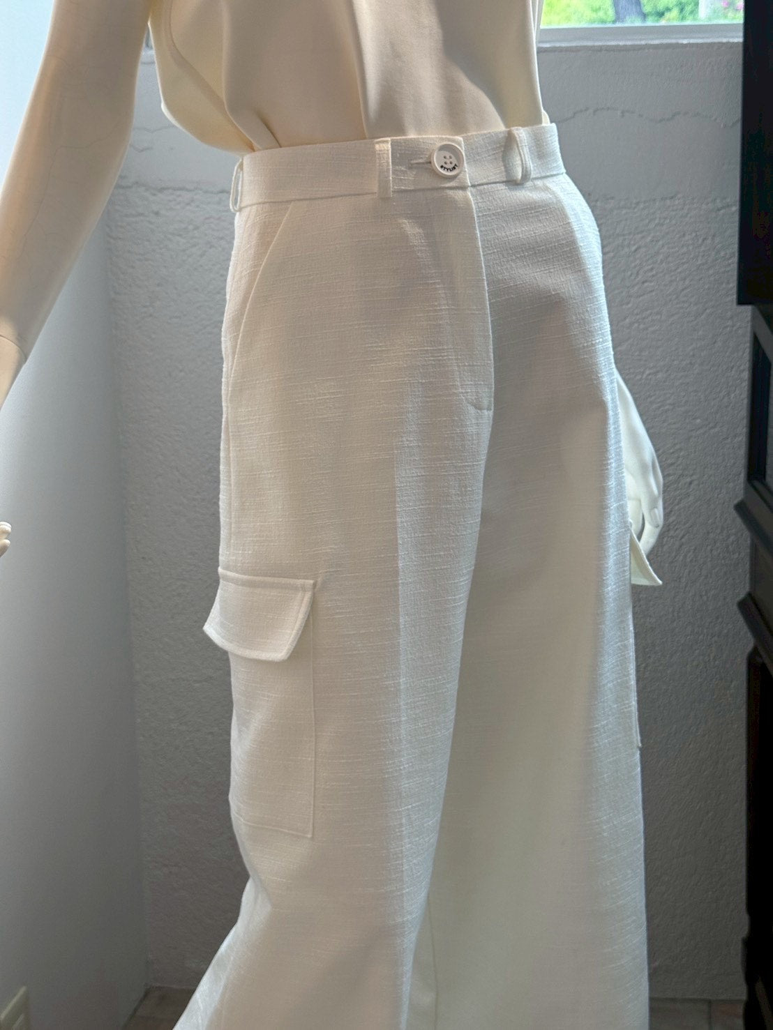 スラブツイード ワイドカーゴパンツ(WHITE)
