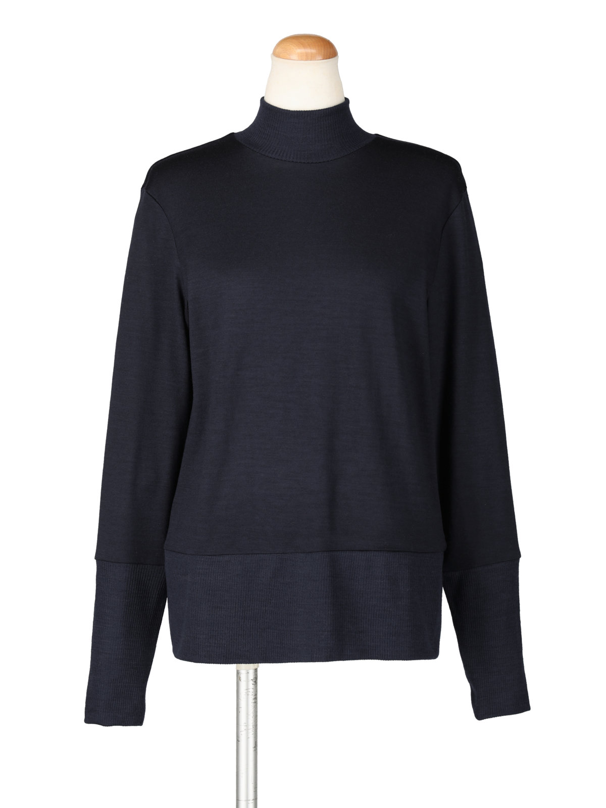 ニットカットリヴハイネック (ネイビー)