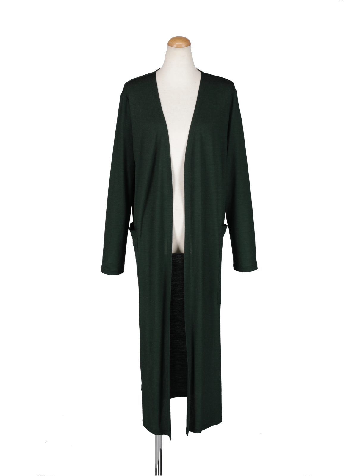 ニットカットロングカーディガン(グリーン)