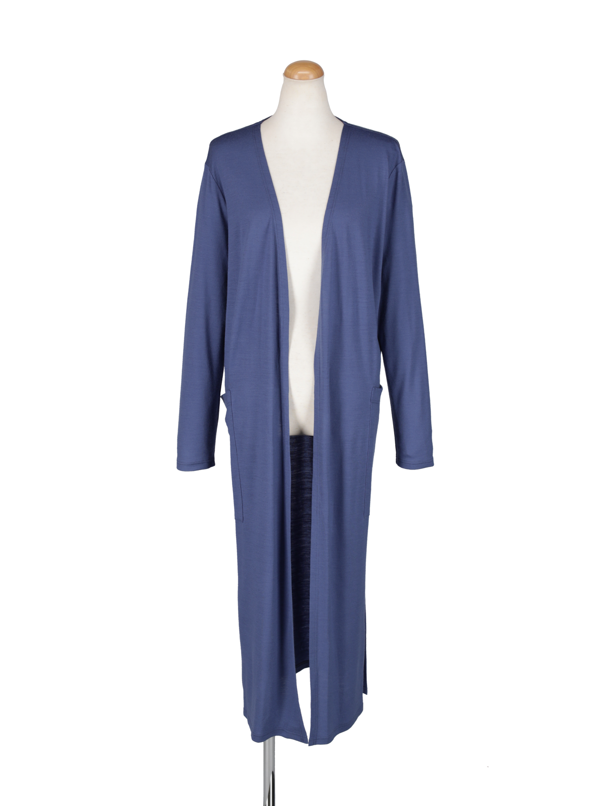ニットカットロングカーディガン(インディゴブルー)
