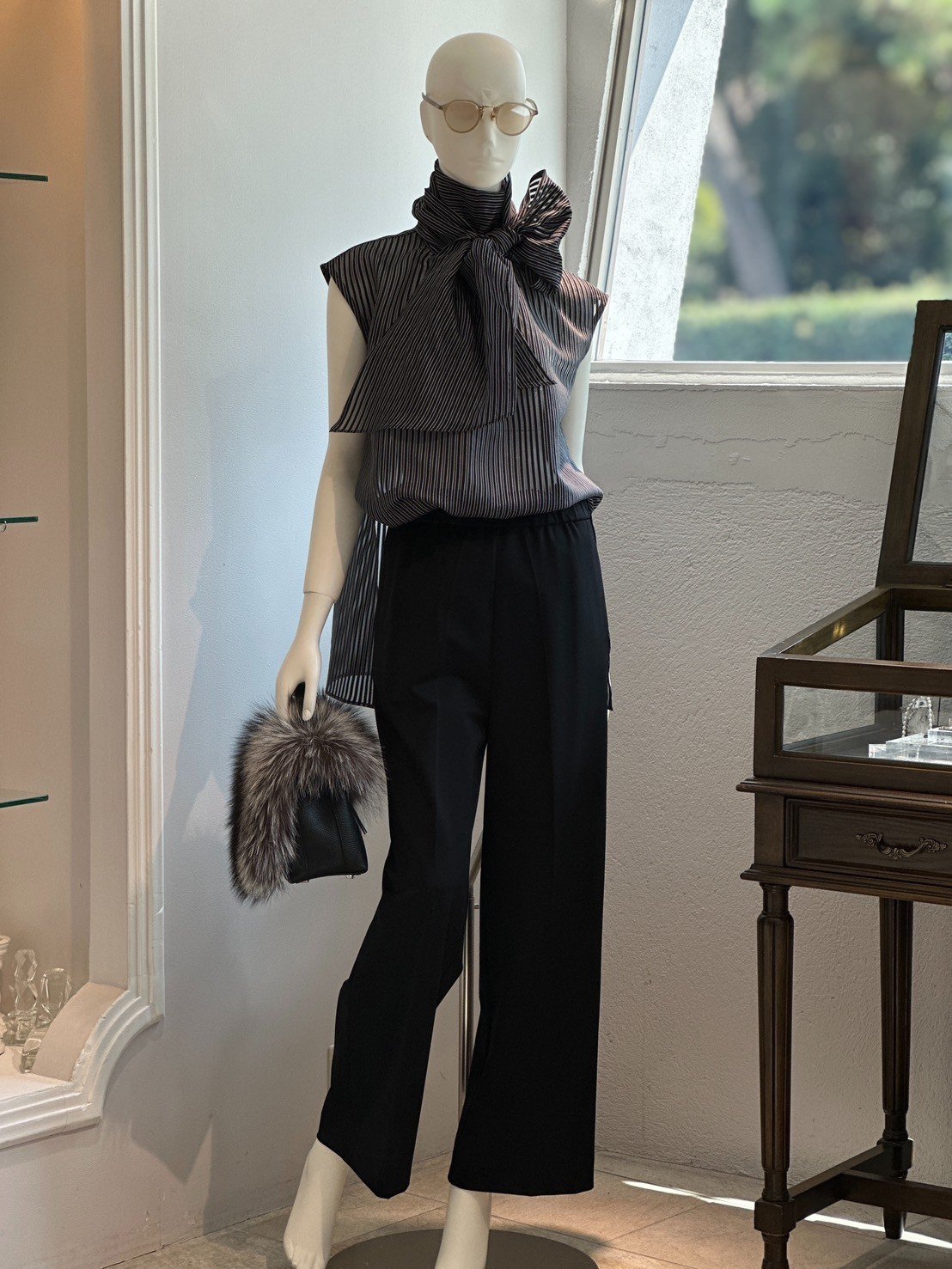 【コーデセット】リボンタイブラウス×ワイドパンツ