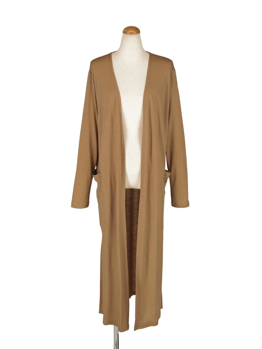 ニットカットロングカーディガン（キャメル）